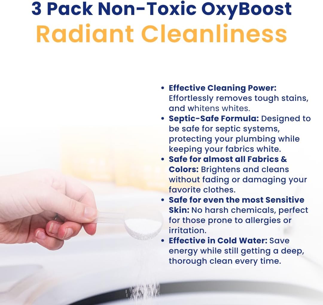 Truly Free OxyBoost - Oxygen Whitener & Clothes Stain Remover Laundry Detergent Powder with Sodium