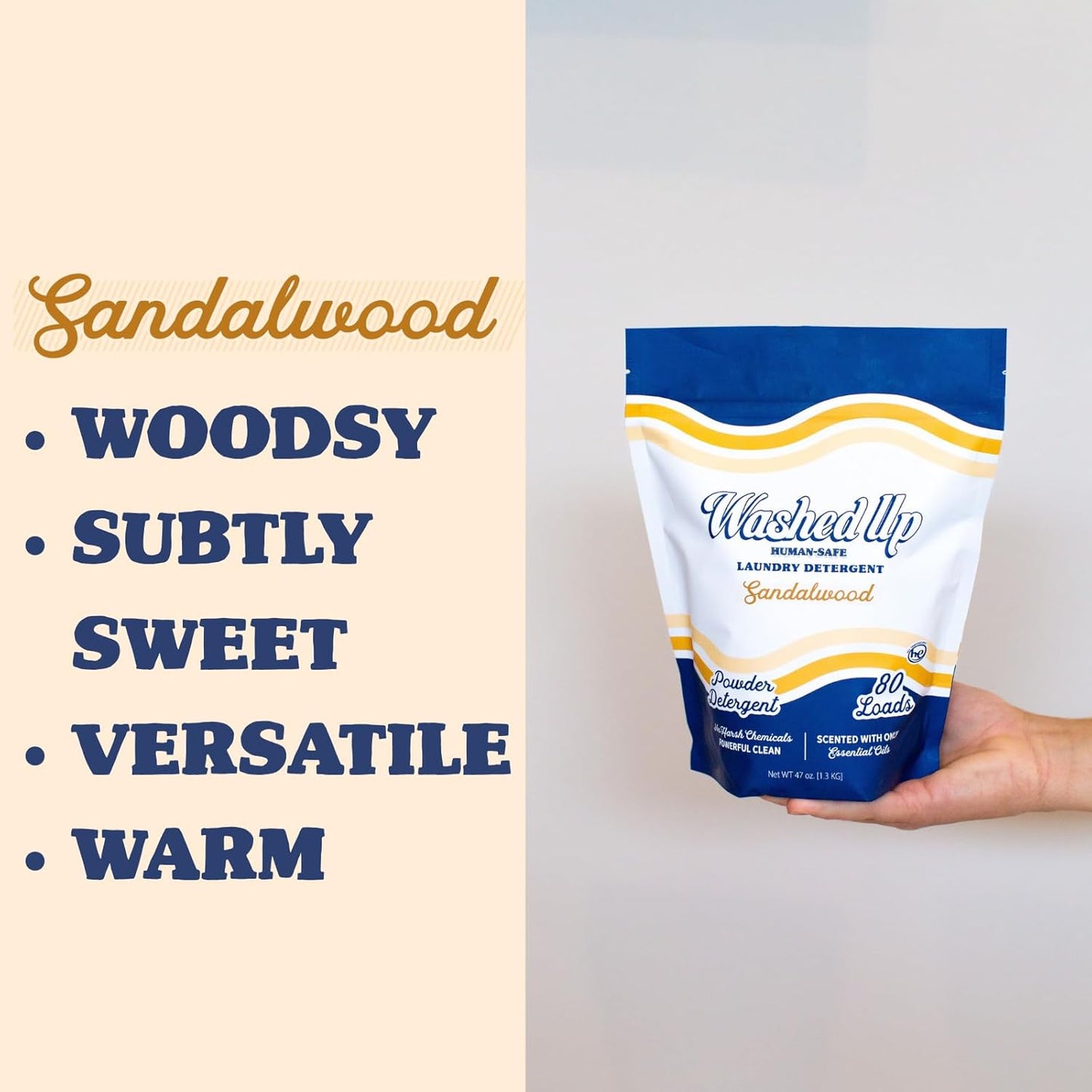 Sandalwood Laundry Detergent Powder | Only 100% Pure Essential Oils | Safe for Sensitive Groups |