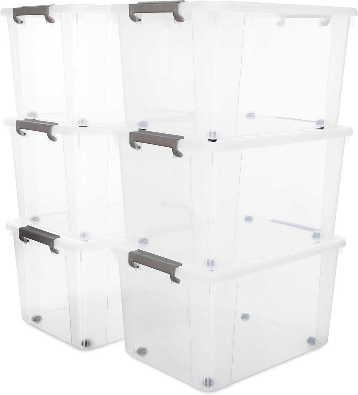 Citylife 6 Packs 69 QT Plastic Storage Bins with Lids Large Stackable Storage Containers for