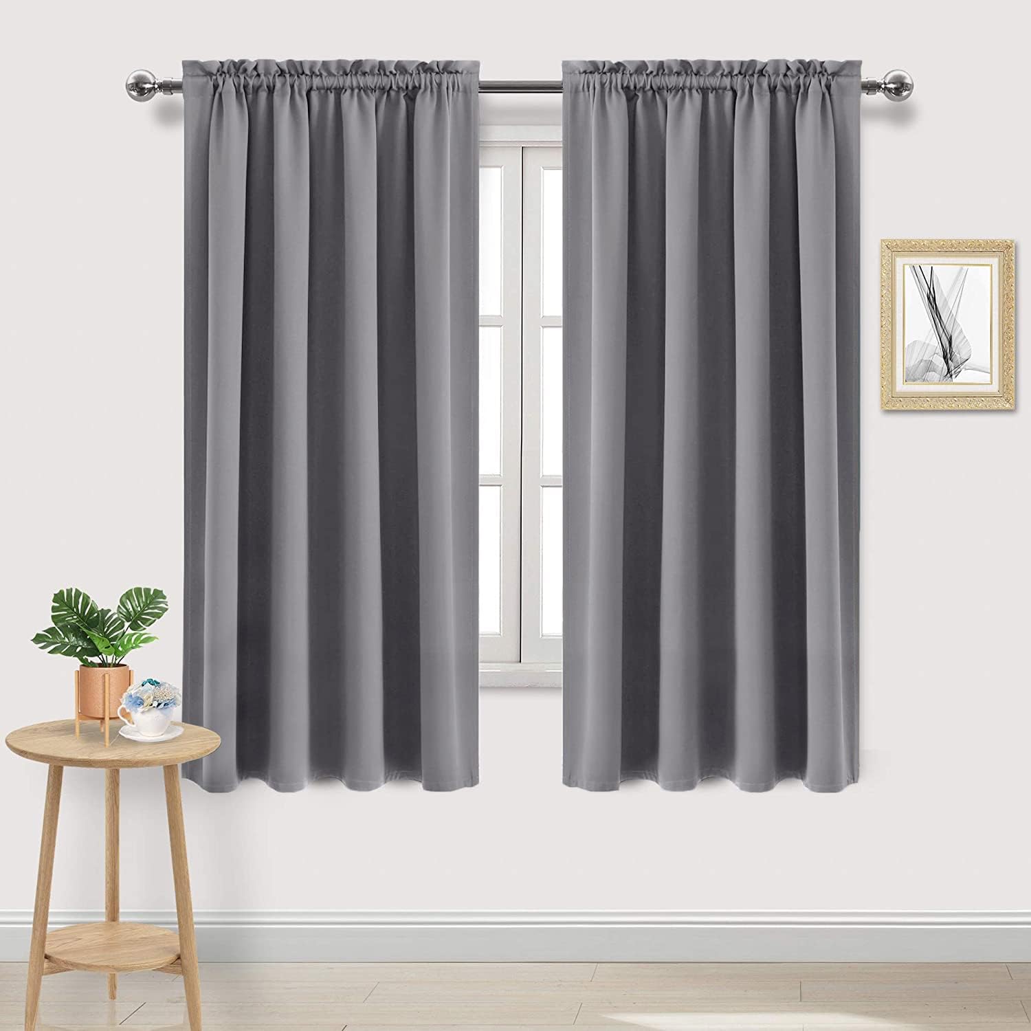 DWCN Grey Room Darkening Blackout Curtains - Thermal Insulated Privacy Energy Saving Window Curtain