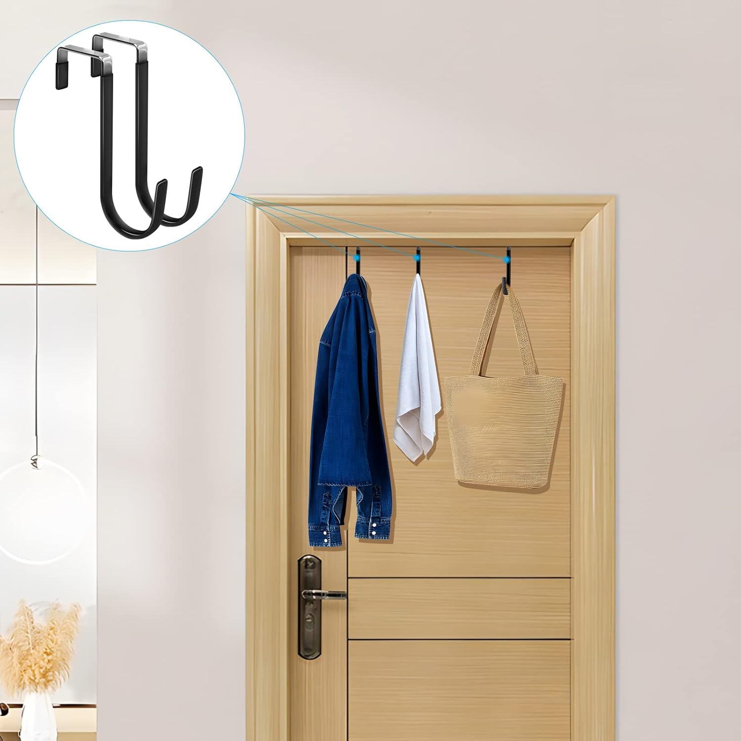 FYY Over the Door Hooks, 8 Pack Door Hangers Hooks with Rubber Prevent Scratches Heavy Duty