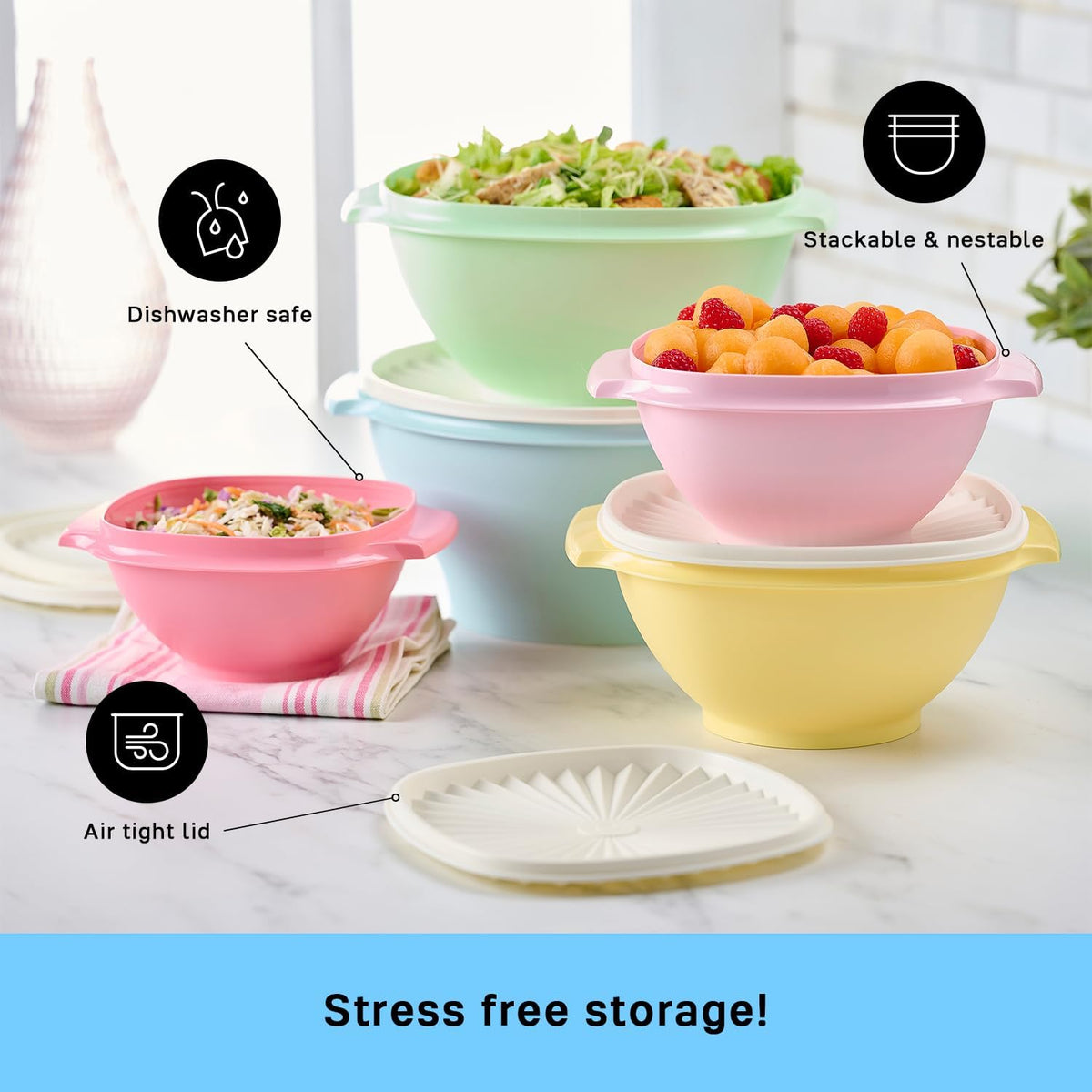 Tupperware Heritage Collection, 10 Piece Food Storage Container Set in Vintage Colors, Dishwasher