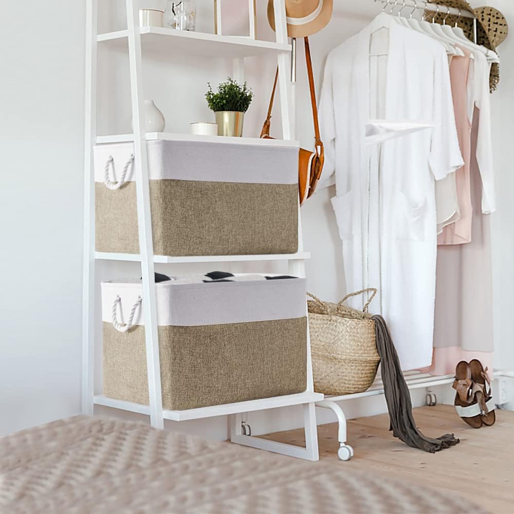 TheWarmHome Organization Basket - 20x16x14 inch Jumbo 3 Pack Collapsible Storage Bins for Shelves