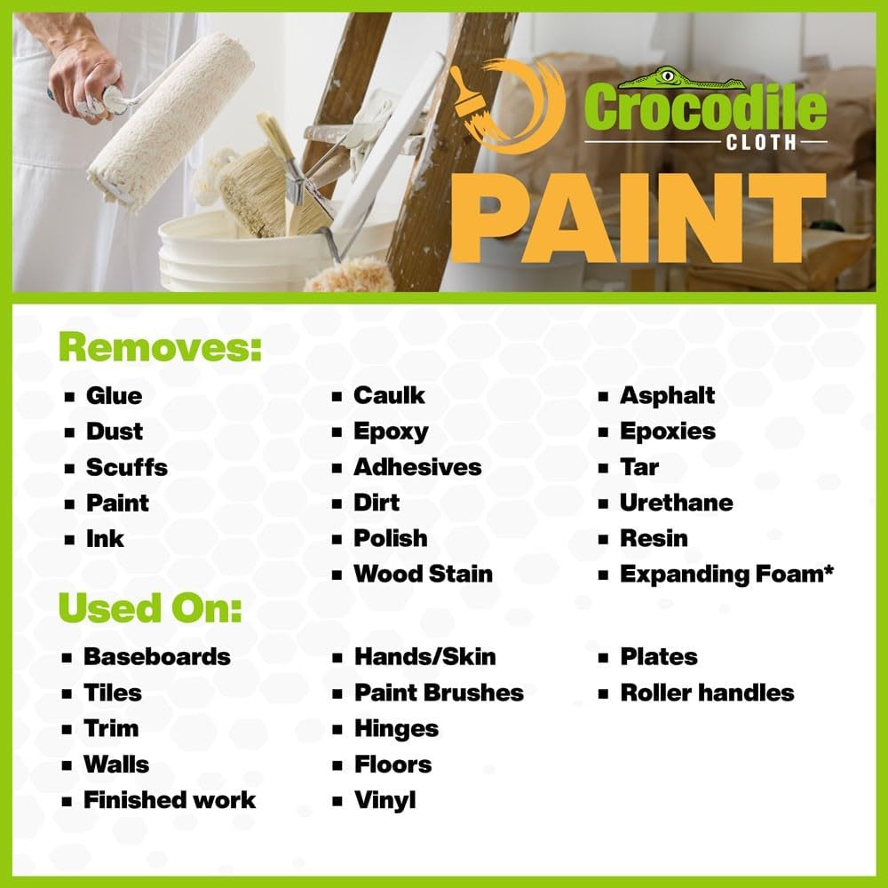Crocodile Cloth Paint Cleaning Wipes, 600 Count (6 Packs of 100) – Extra-Large 15” x 10” Heavy-Duty