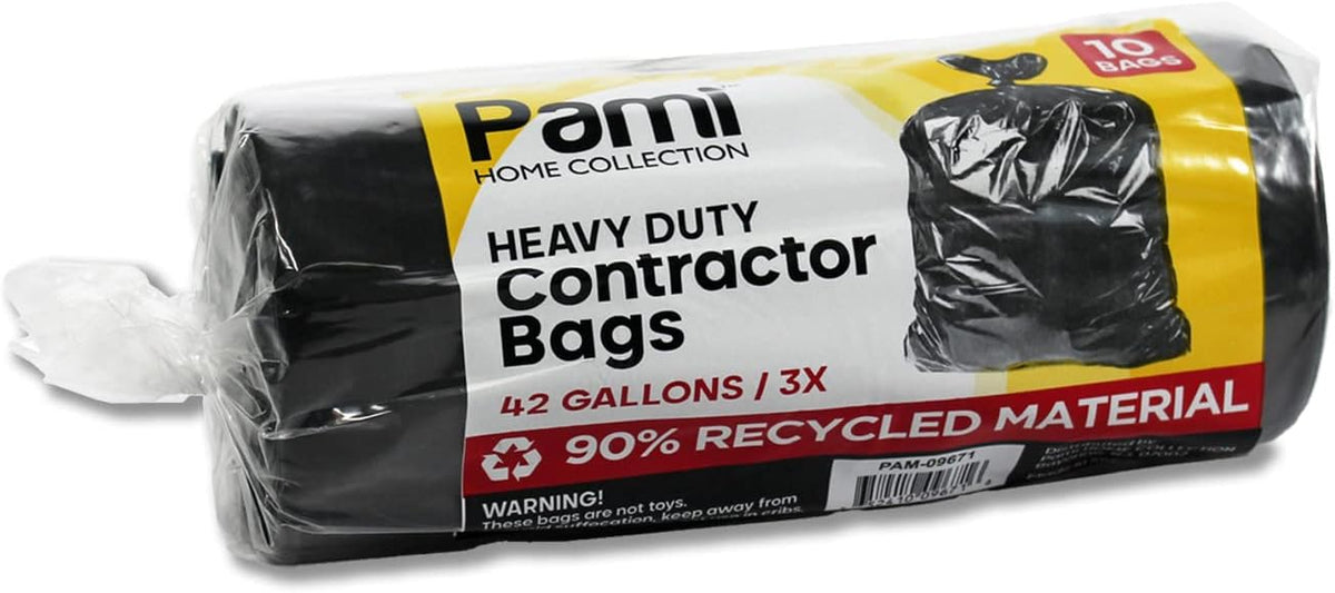 PAMI Heavy Duty 42 Gallon Construction Bags, Tear-Resistant Contractor Garbage Bags for Yard Waste