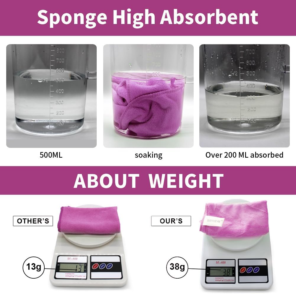 Microfiber Cloth 6Pack Cleaning Rags Absorbant Lint Free Cloth for House, Kitchen, Car, Glass