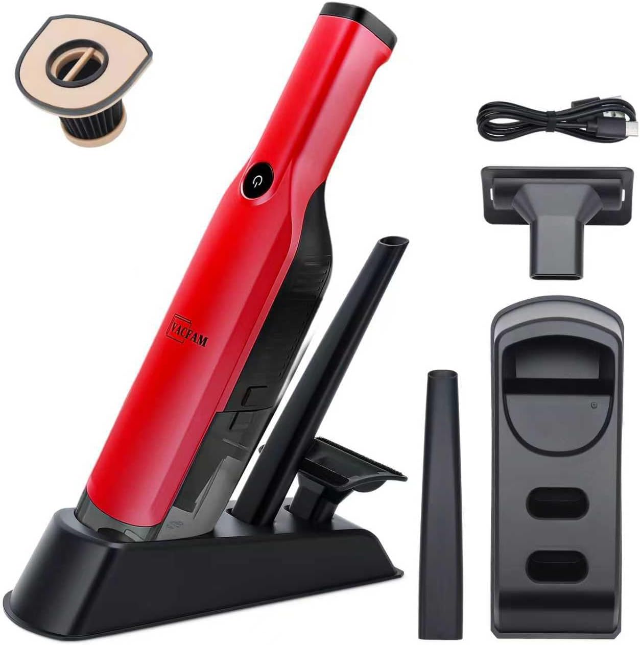 Handheld Vacuum Cordless,15KPA High Power Suction,USB Quick Charge,Car Vacuum Cleaner with Storage