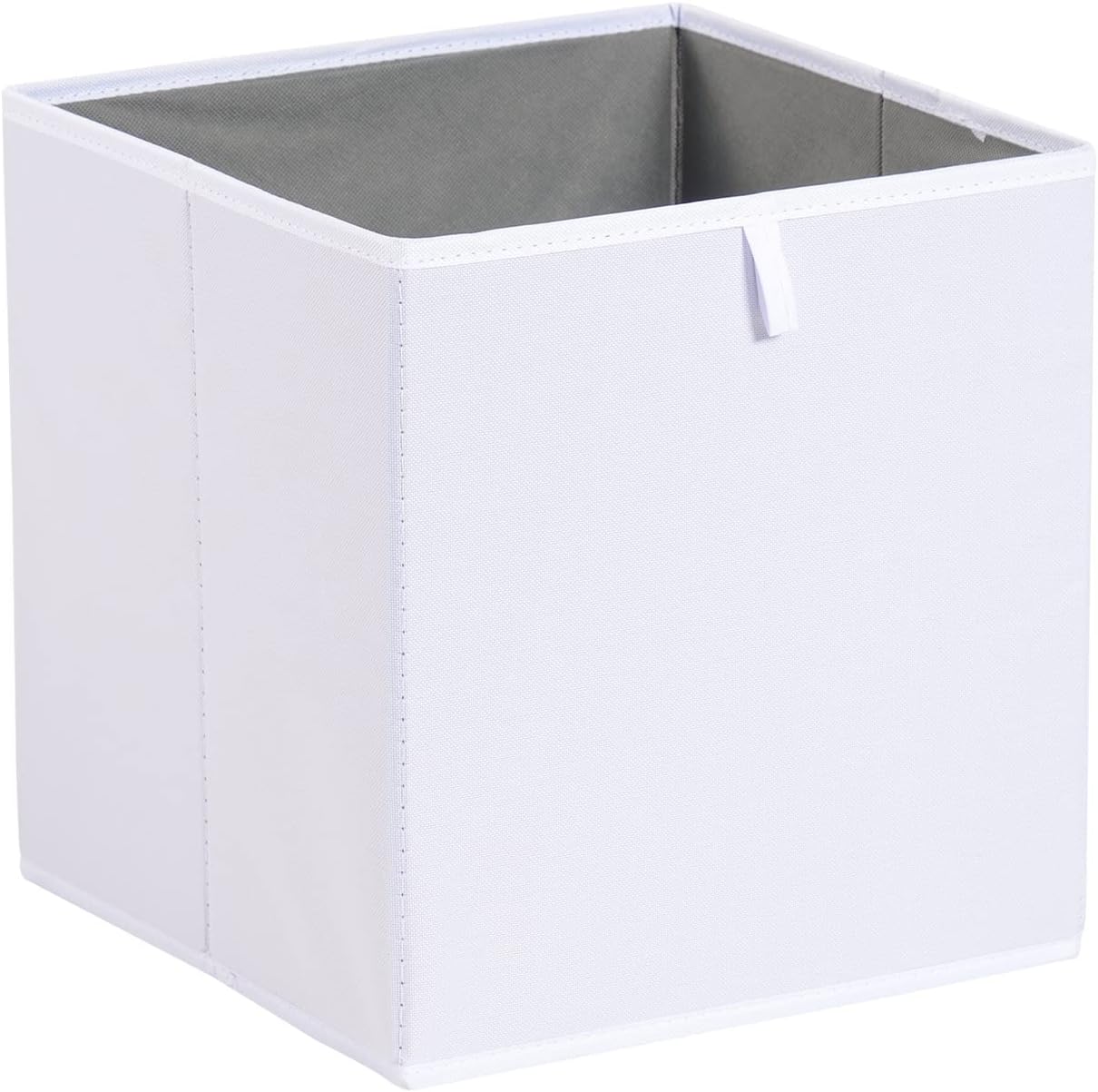 Amazon Basics Cube Organizer Bins, Collapsible Storage Baskets for Shelves, White, Pack of 6
