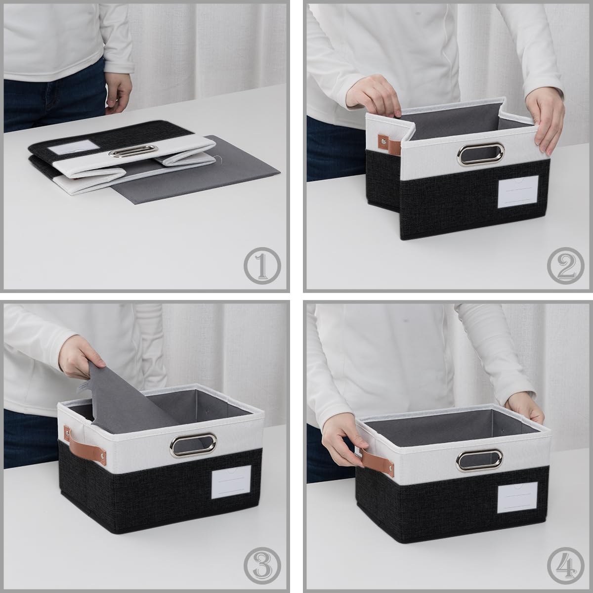 PRANDOM Foldable Storage Bins with Handles [3-Pack] Fabric Collapsible Storage Boxes Baskets Cubes