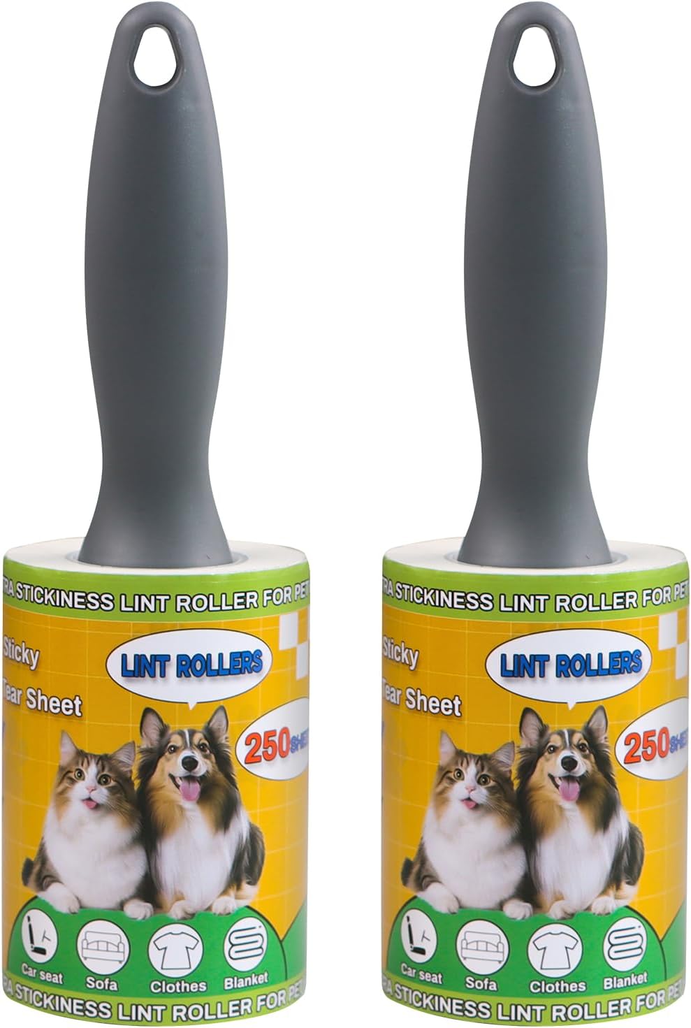 Lint Rollers 2 Pack for Pet Hair 500 Sheets Extra Sticky Pet Hair Remover for Clothes Furniture