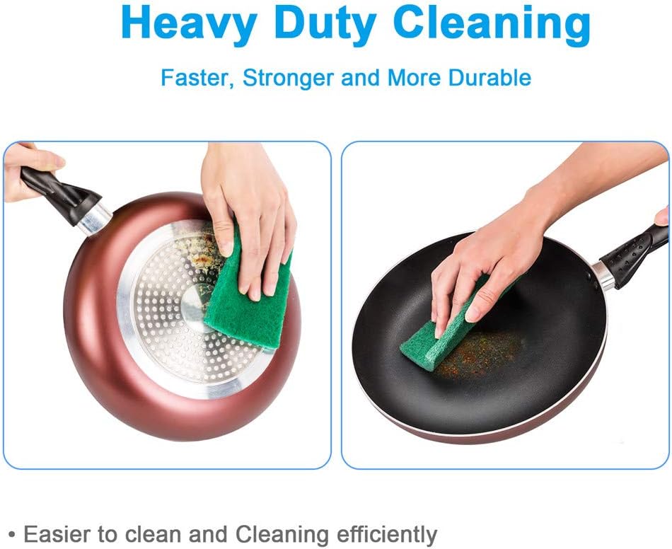 24PCS Scouring Pad - Premium Heavy Duty Scrub Pads, Reusable Household Green Dish Scrubber