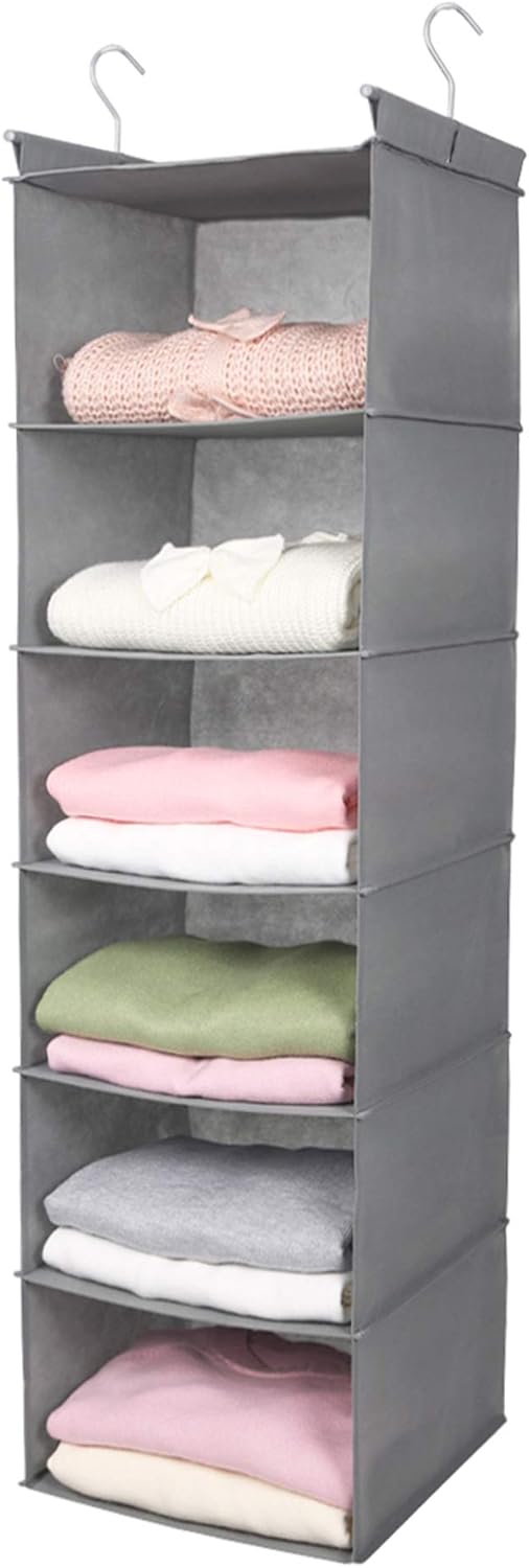 MAX Houser 6 Tier Shelf Hanging Closet Organizer, Closet Hanging Shelf with 2 Sturdy Hooks for