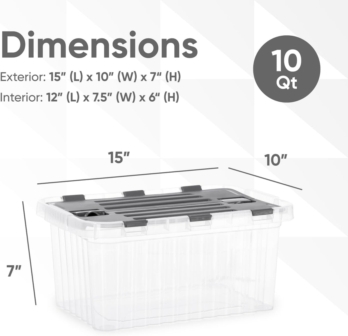 Superio Storage Bins with Lids, Clear Plastic Containers for Organizing, Stackable Totes, BPA Free