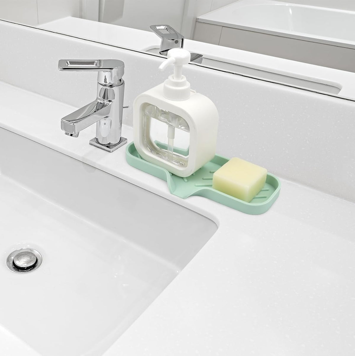 YASMEN Silicone Bathroom Soap Dishes, Sink Sponge Holder for Kitchen, Rubber Soap Dish with Drain