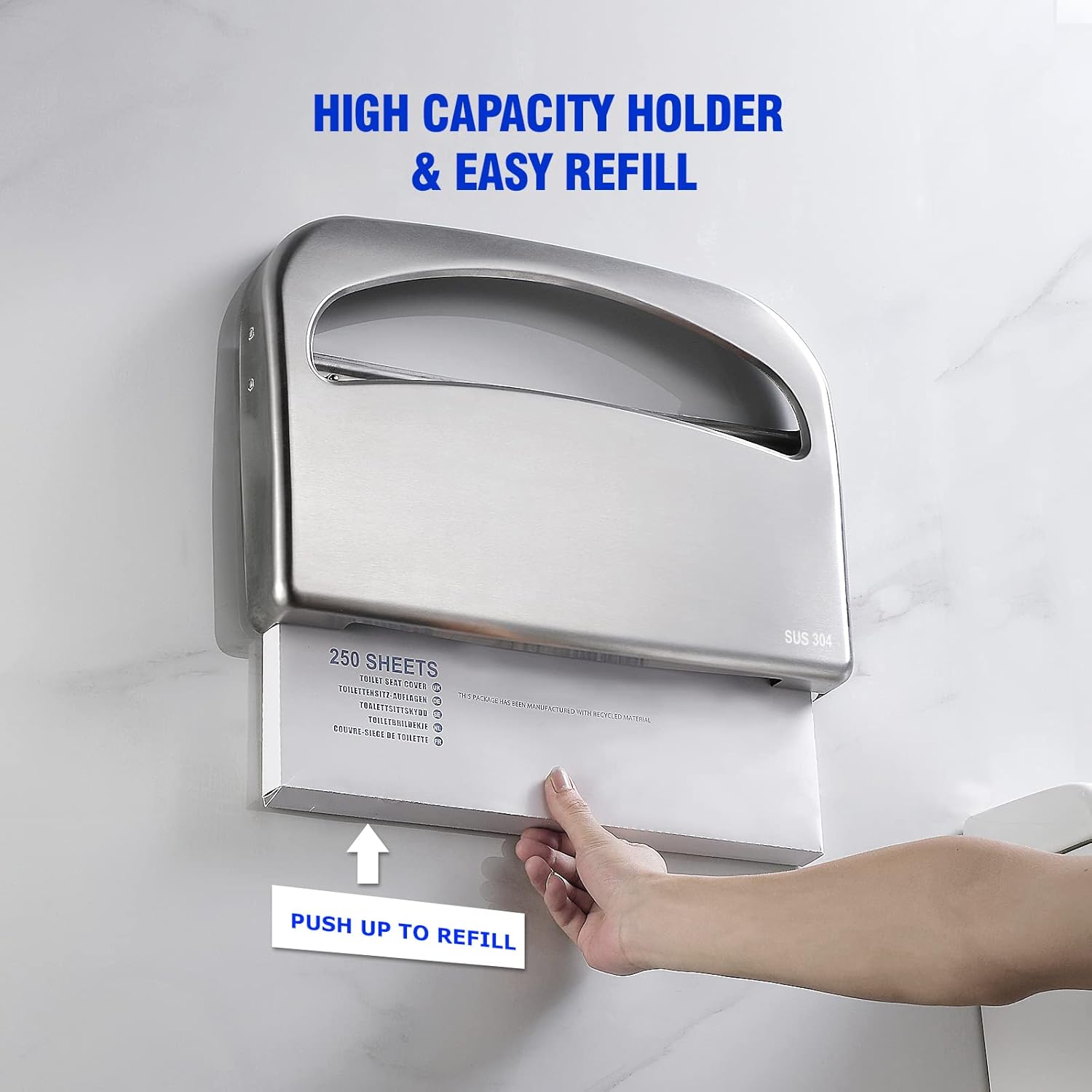 2 Packs Toilet Seat Cover Dispenser Wall Mount Commercial, Half Fold Toilet Seat Cover Dispenser