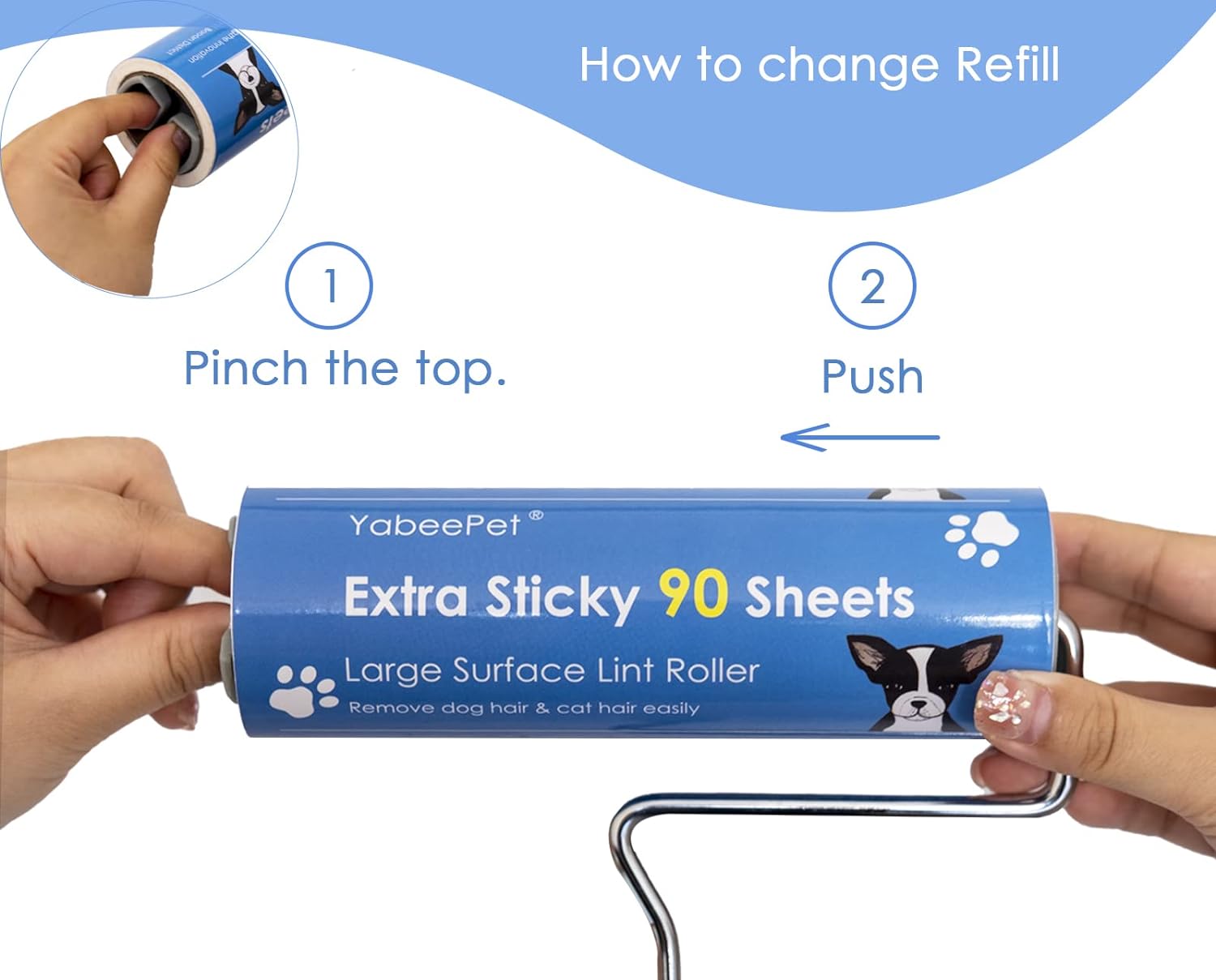 Extra Sticky Large Surface Lint Roller, 6.3'' Giant Lint Roller for Pet Hair, Lint Remover Roller