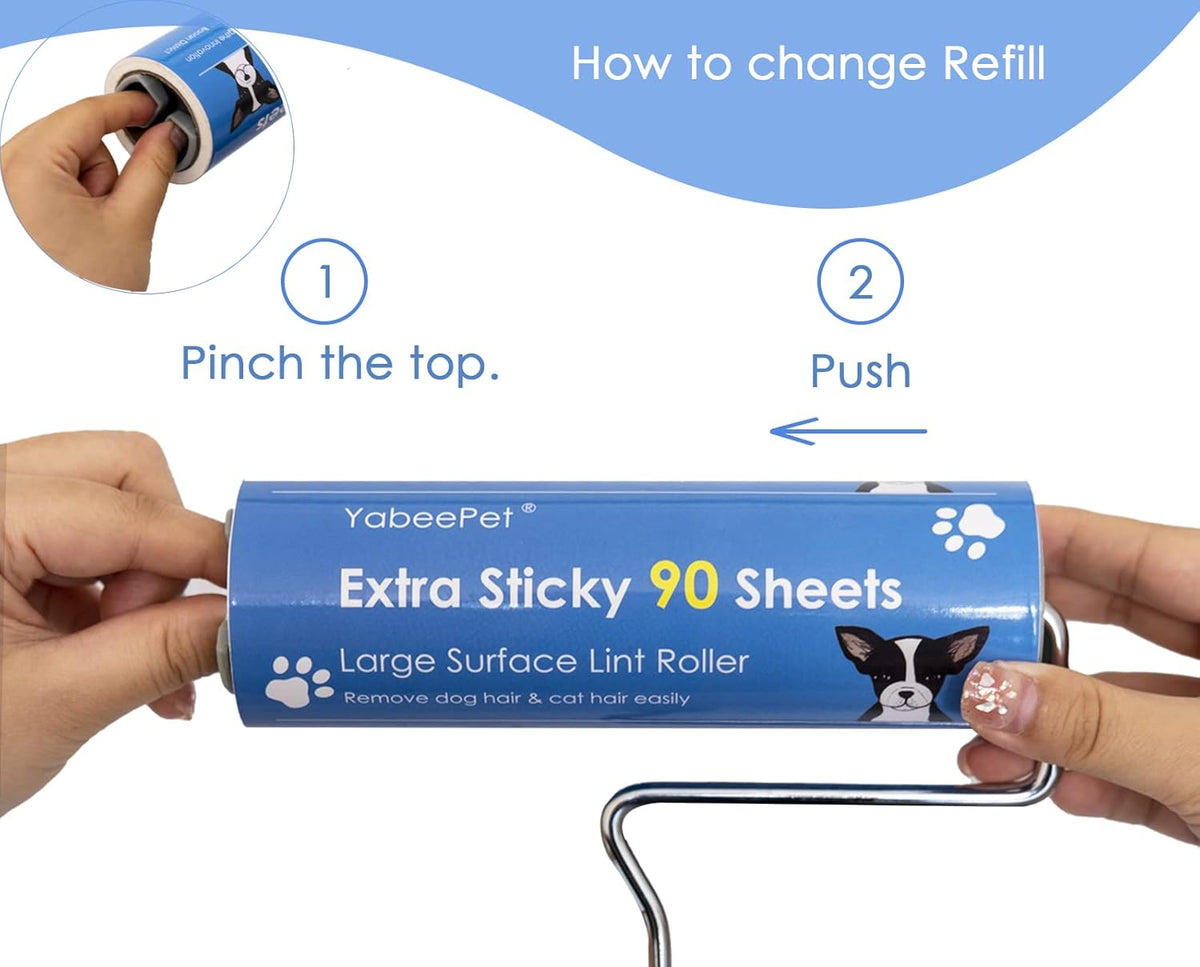 Extra Sticky Large Surface Lint Roller, 6.3'' Giant Lint Roller for Pet Hair, Lint Remover Roller