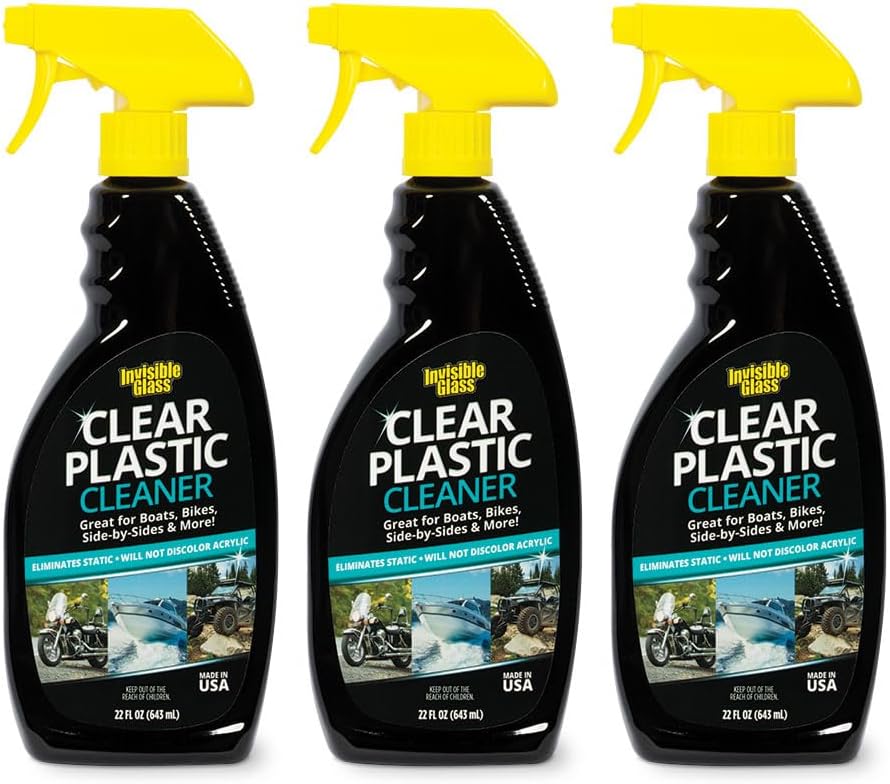 Invisible Glass 92084-3PK Clear Plastic Cleaner for Cars, Motorcycles, RVs, Boats, Helmet Visors