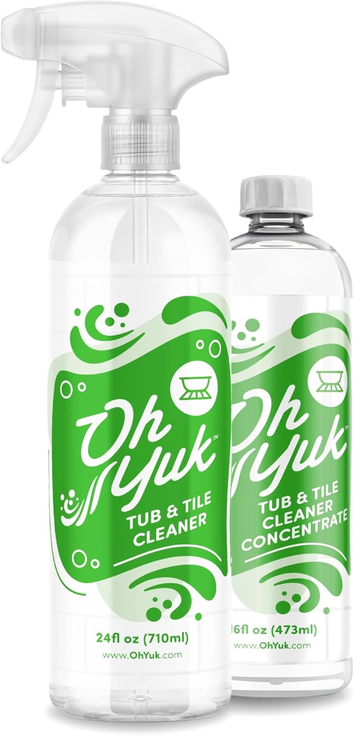 Oh Yuk Tub and Tile Cleaner – Combo Pack with Spray and Concentrate Refill | Cleans Tubs, Tiles