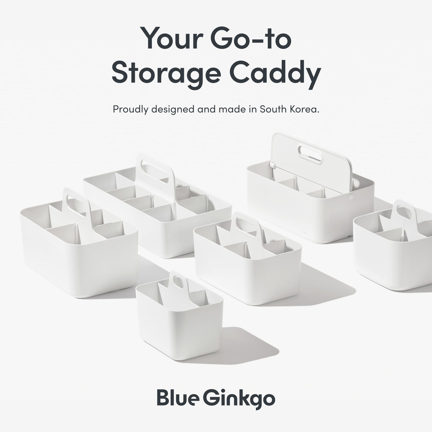 BLUE GINKGO Stackable Organizer Caddy, Rectangle, Green, Made in Korea