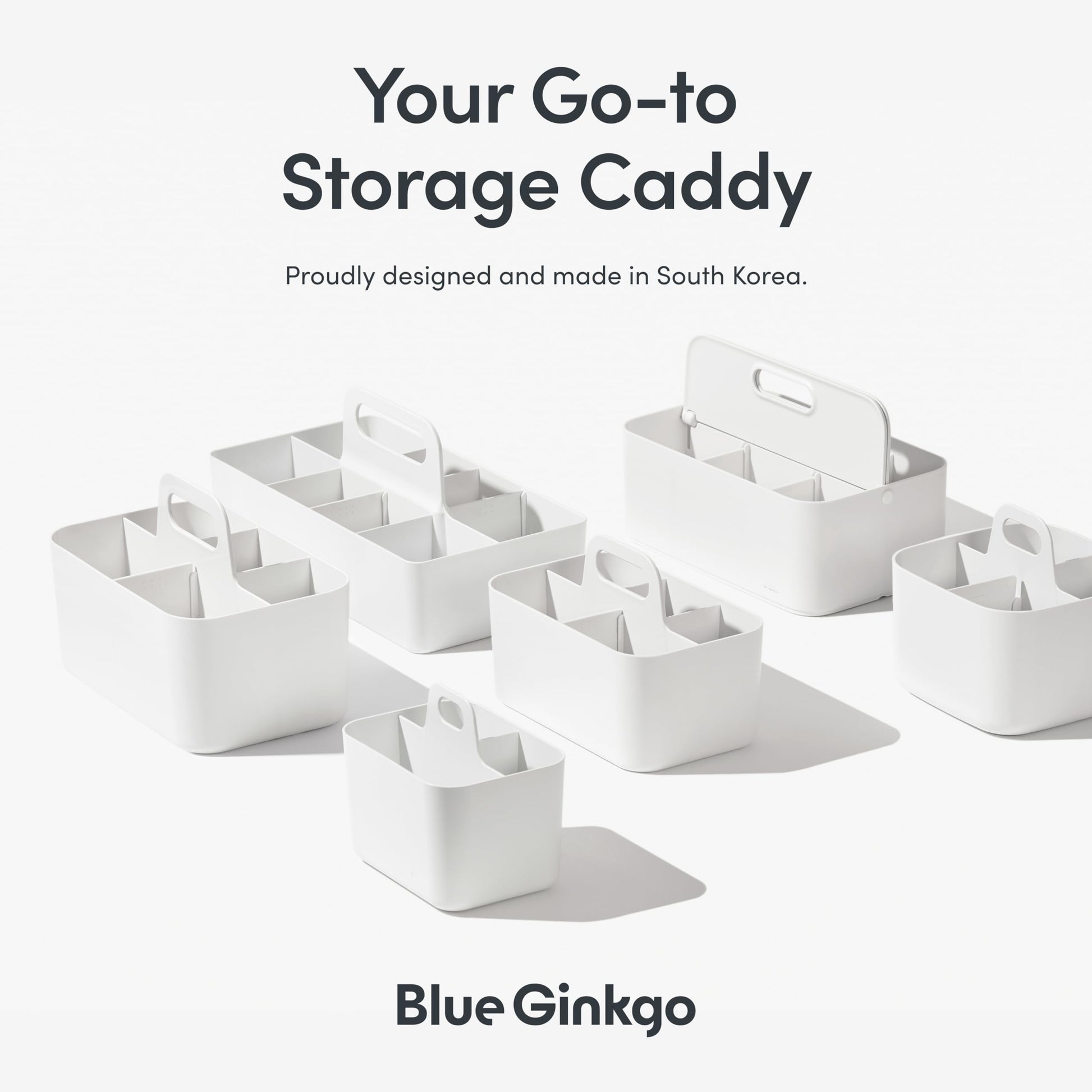 BLUE GINKGO Stackable Organizer Caddy, Rectangle, Green, Made in Korea