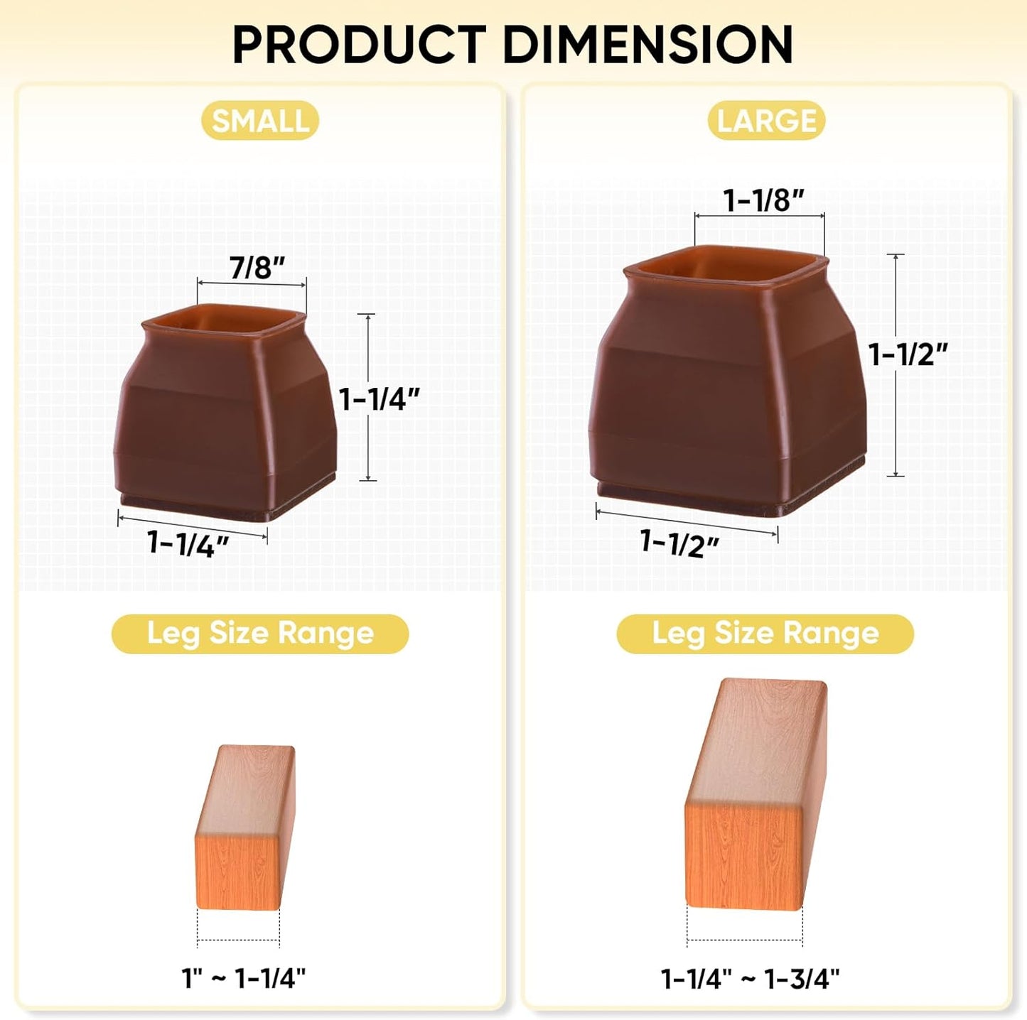 BALEINE 16 Pack Silicone Chair Leg Floor Protectors, Stool Leg Protectors Cap, Non-Slip Chair Leg