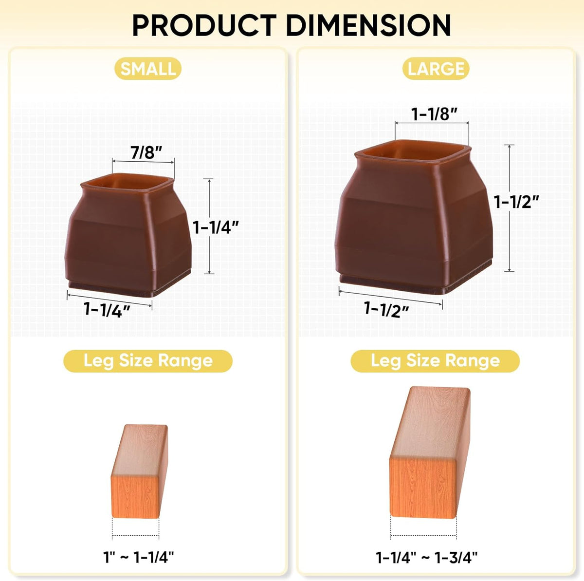 BALEINE 24 Pack Silicone Chair Leg Floor Protectors, Stool Leg Protectors Cap, Non-Slip Chair Leg