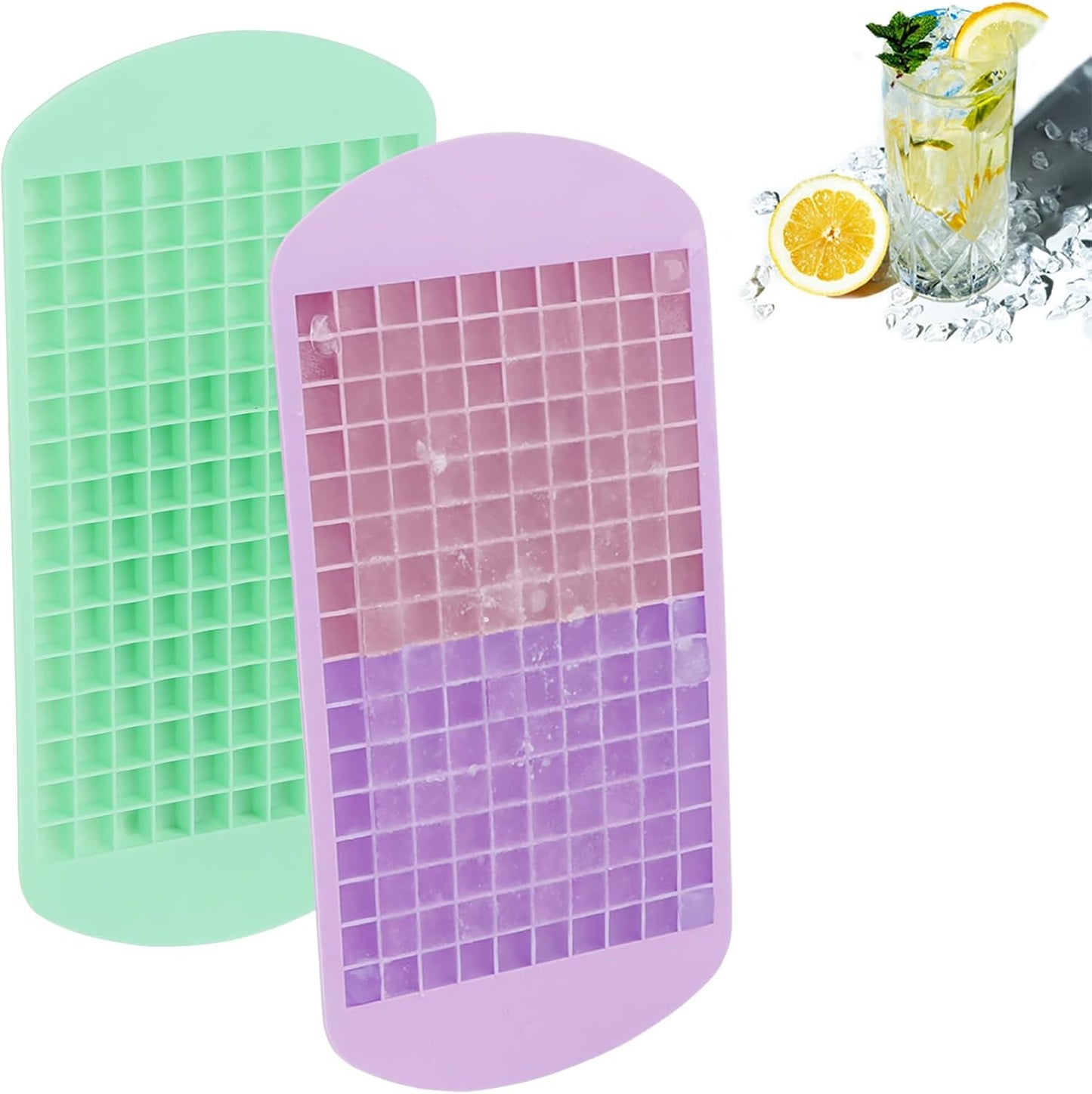 Silicone Mini Ice Cube Trays 2 Pack, 160 Crushed Ice Cube Molds, Easy Release Small Ice Cube Trays