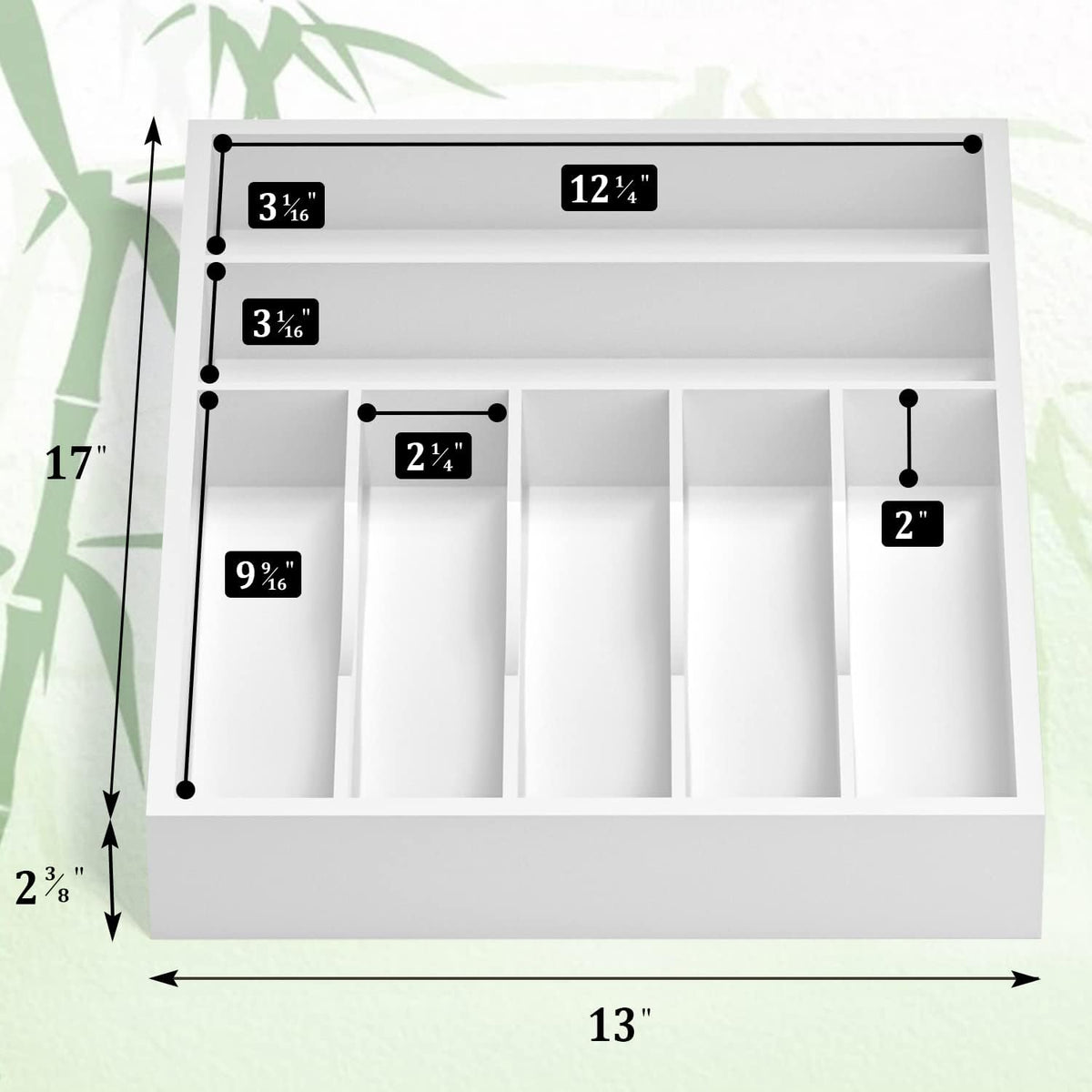 Utensil Organizer Silverware Drawer Organizer - 7 Slots Bamboo Cutlery Organizer Multi-Purpose