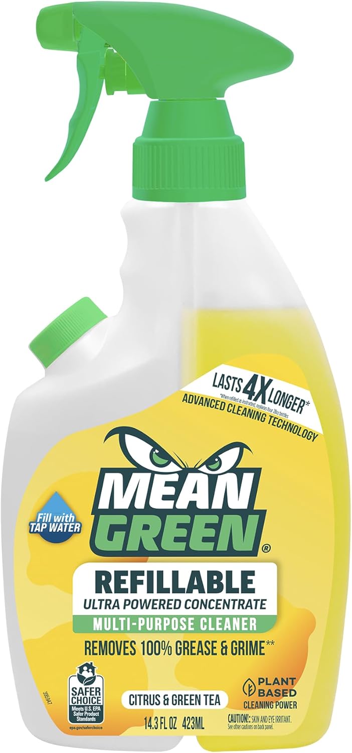 Mean Green Refillable Ultra Powered CONCENTRATE Multi Purpose Cleaner, Citrus & Green Tea, 14.3 fl