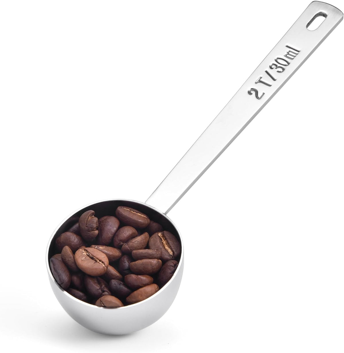 Long Handle Coffee Scoop: 5.98 Inch 18/8 Stainless Steel 2 Tablespoon Metal Measuring Spoon Tbsp