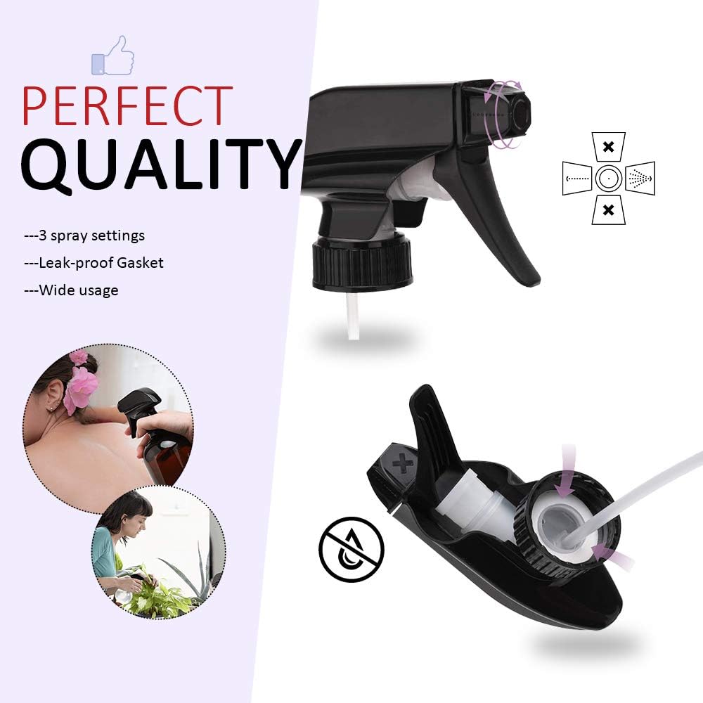 AMORIX 50PCS Spray Bottle Tops Black Trigger Sprayer Heavy Duty Replacement Nozzle with Mist Spray
