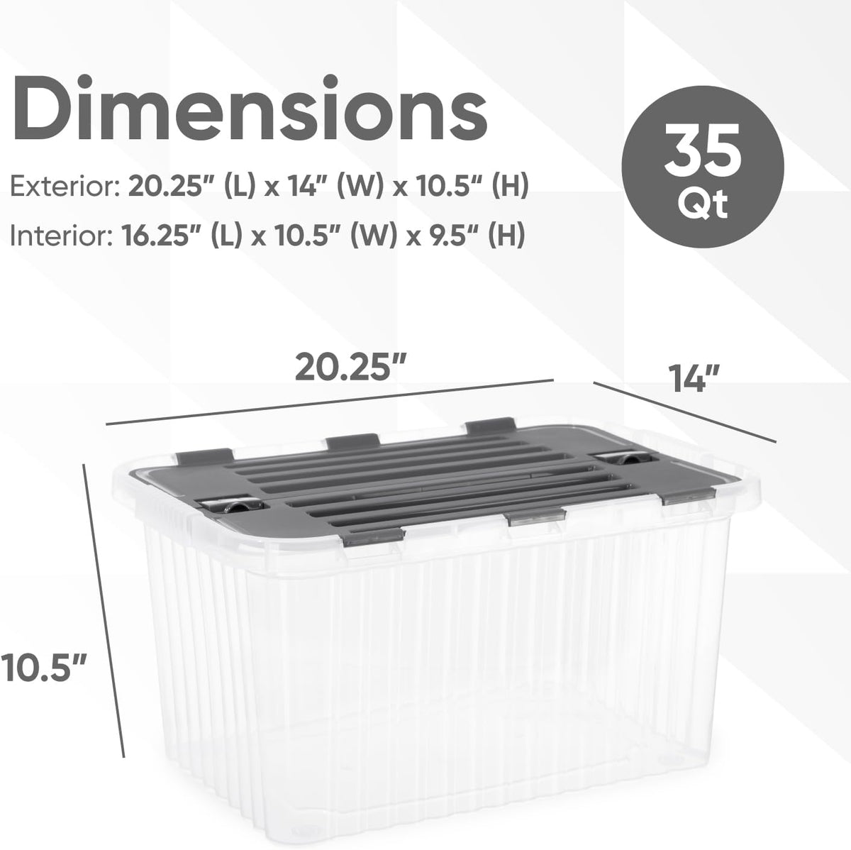 Superio Storage Bins with Lids, Clear Plastic Containers for Organizing, Stackable Totes, BPA Free