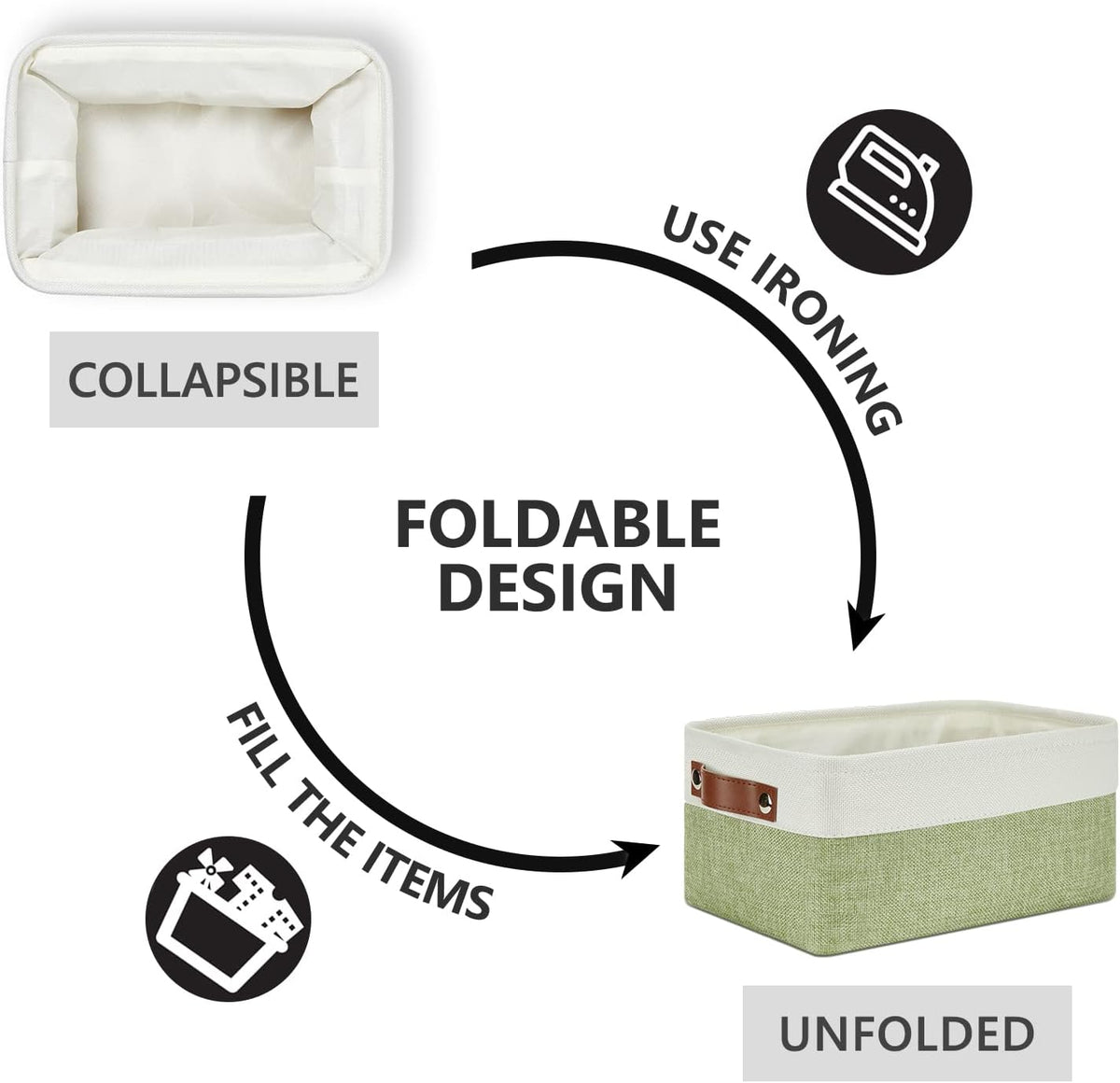 DULLEMELO Storage Baskets for Shelves, Small Fabric Collapsible Rectangular Storage Baskets for