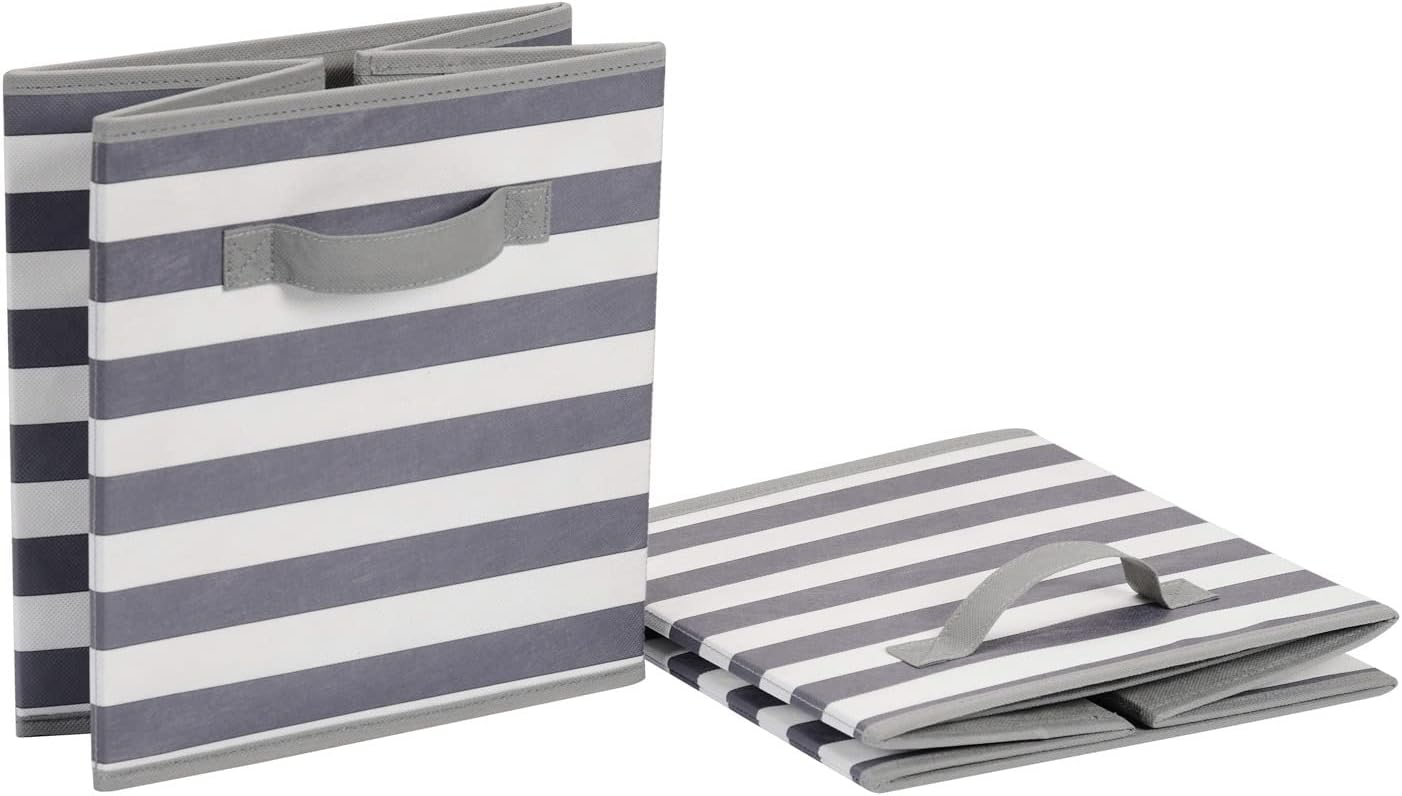 Amazon Basics Cube Organizer Storage Bins Handles, Collapsible Fabric, Pack of 6, 10.5"x10.5"x11"