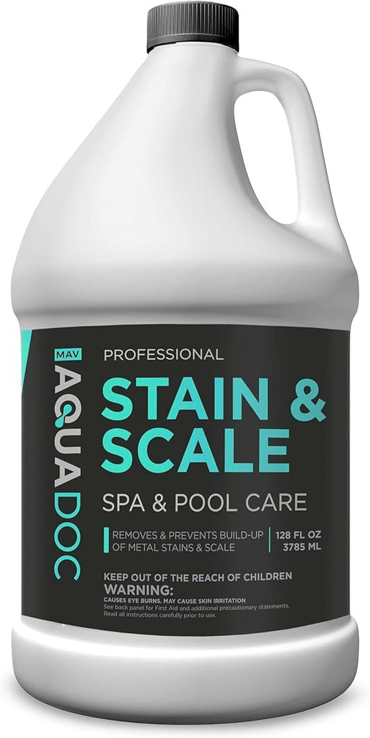 Pool & Hot Tub Stain and Scale Remover - AquaDoc 1 Gallon (128oz) Pool Stain & Scale for Calcium