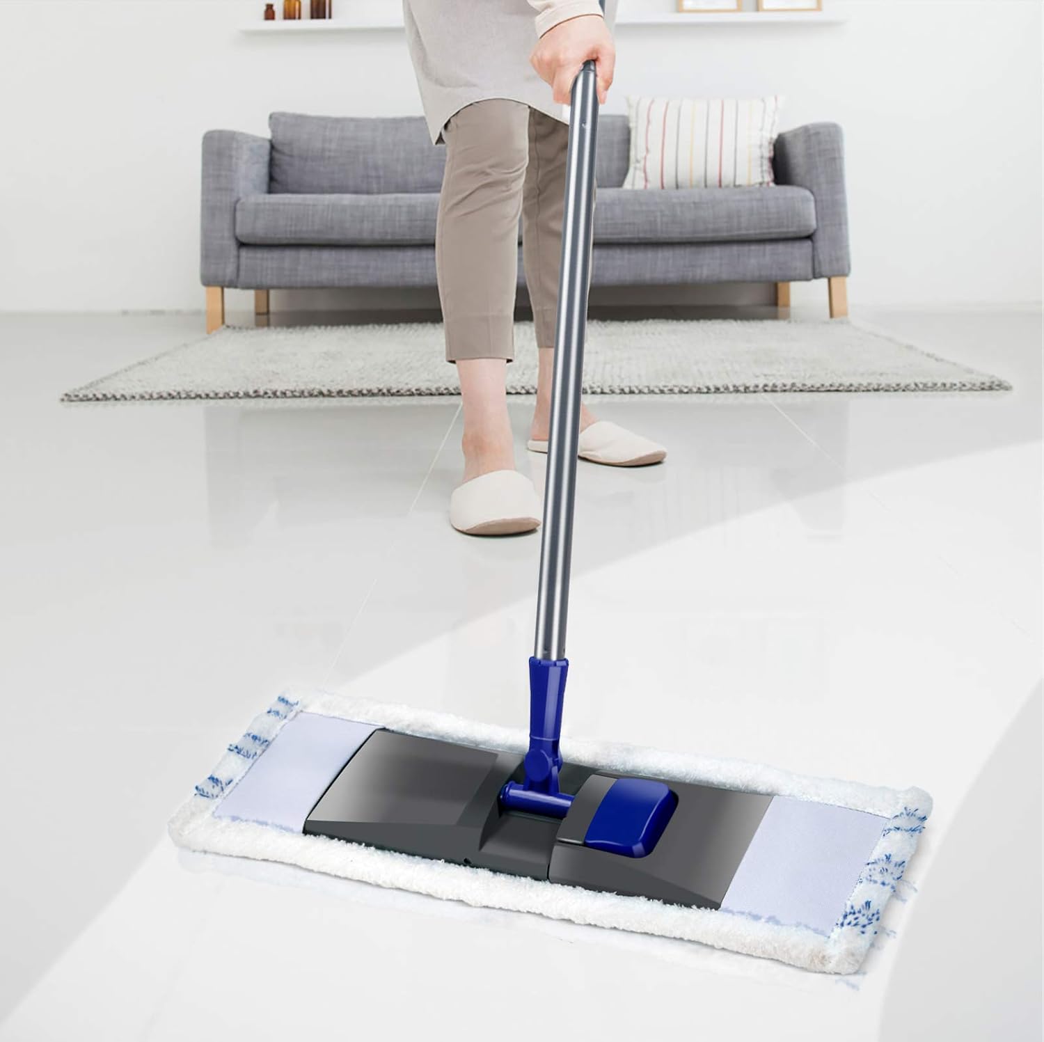 MASTERTOP Professional Microfiber Floor Mop - Flat Mop for Hardwood, Tiles, Laminate, Vinyl with 4