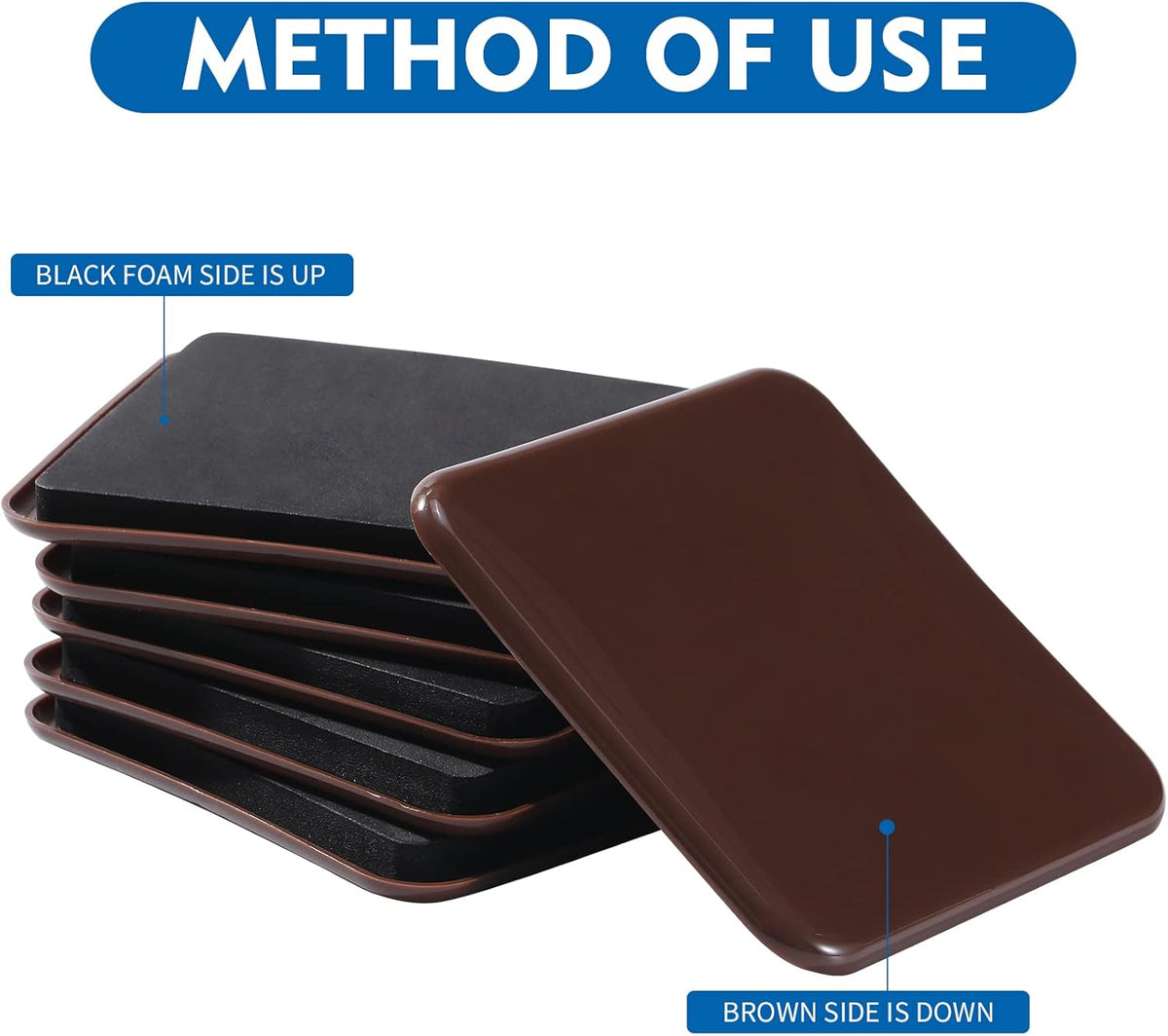 Furniture Sliders, 8pcs 4.7 inch Square Furniture Moving Kits Carpet Sliders for Moving Furniture