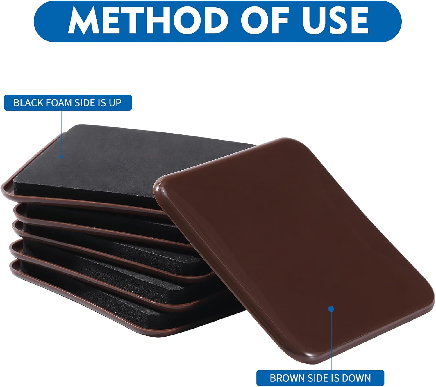 Furniture Sliders, 8pcs 4.7 inch Square Furniture Moving Kits Carpet Sliders for Moving Furniture