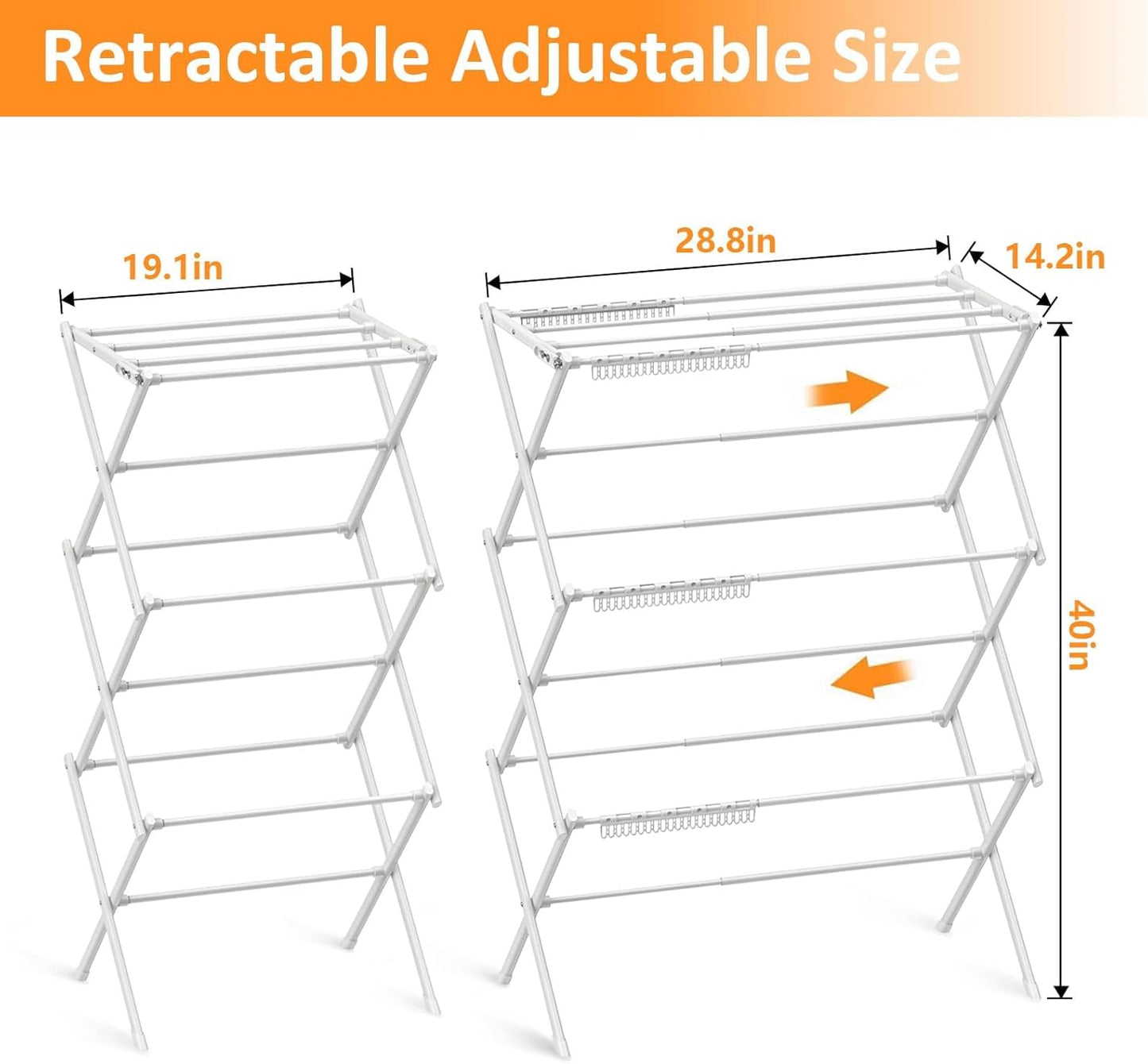 3 Tier Clothes Drying Rack,Foldable & Portable Clothing Drying Rack,Space-Saving Design, Indoor &