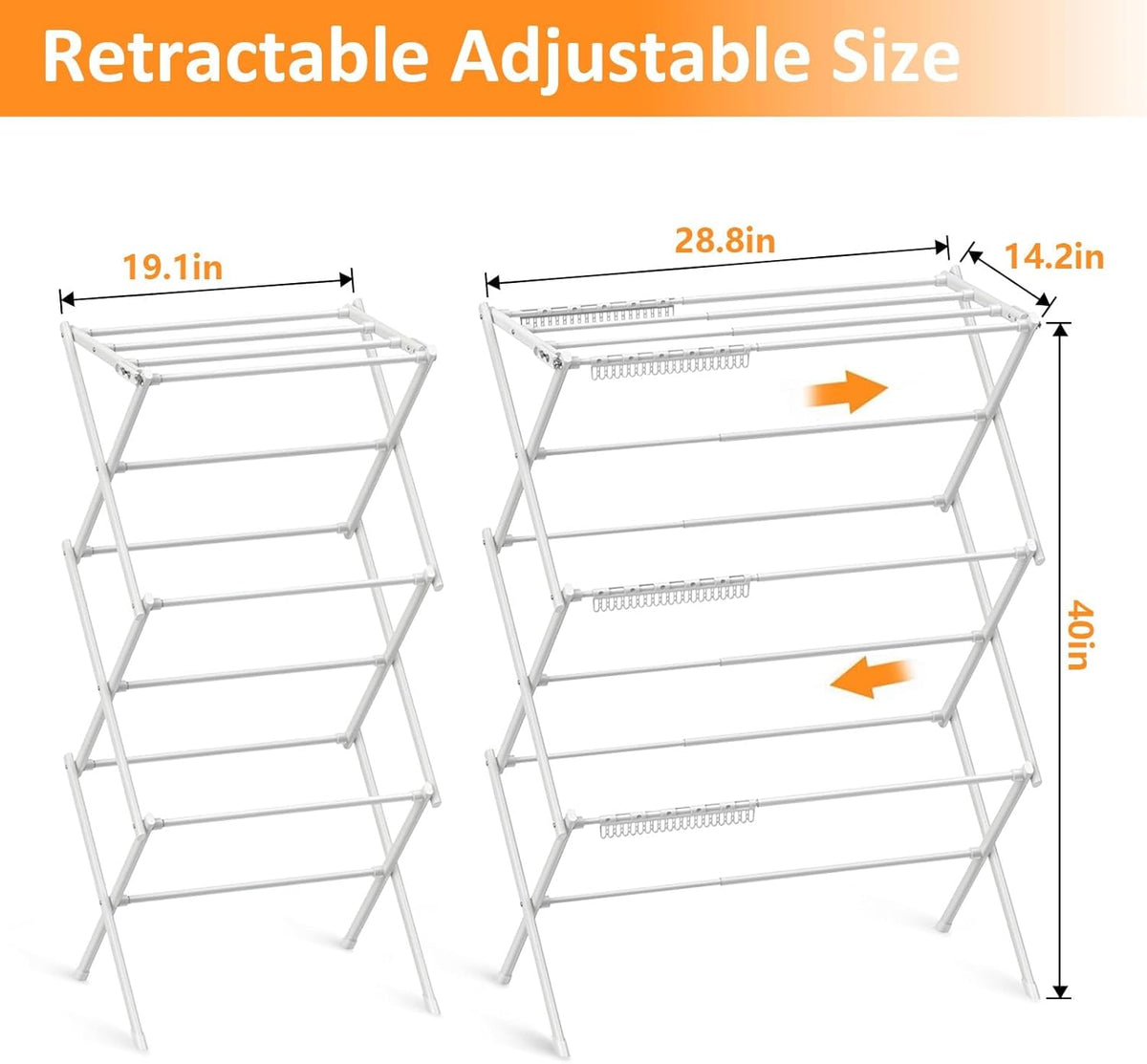 3 Tier Clothes Drying Rack,Foldable & Portable Clothing Drying Rack,Space-Saving Design, Indoor &