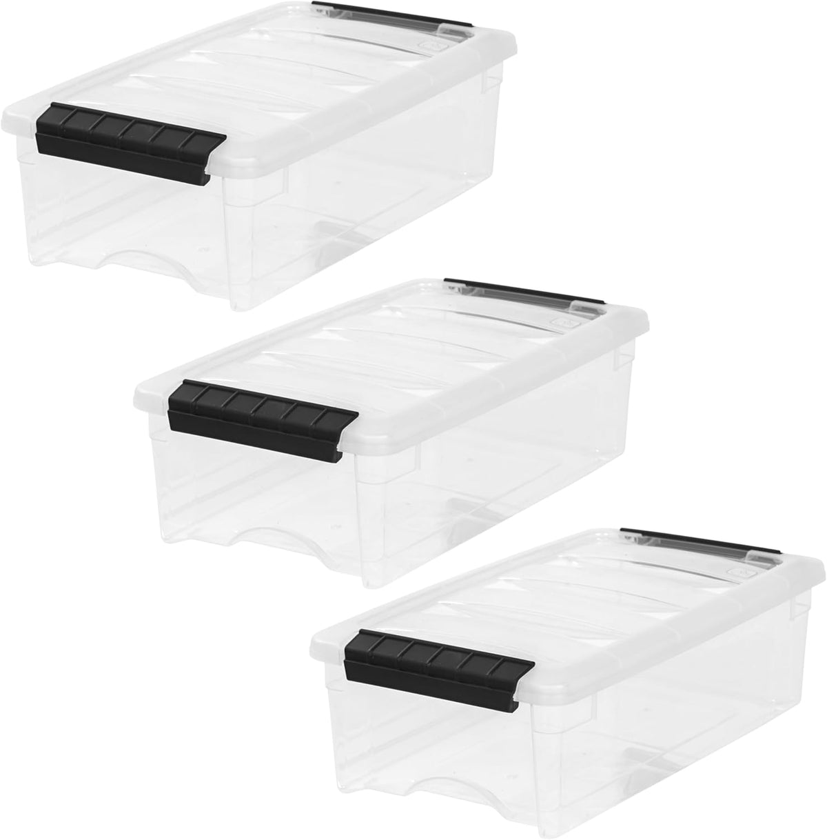 IRIS USA 6 Quart Stackable Plastic Storage Bins with Lids, 3 Pack - BPA-Free, Made in USA