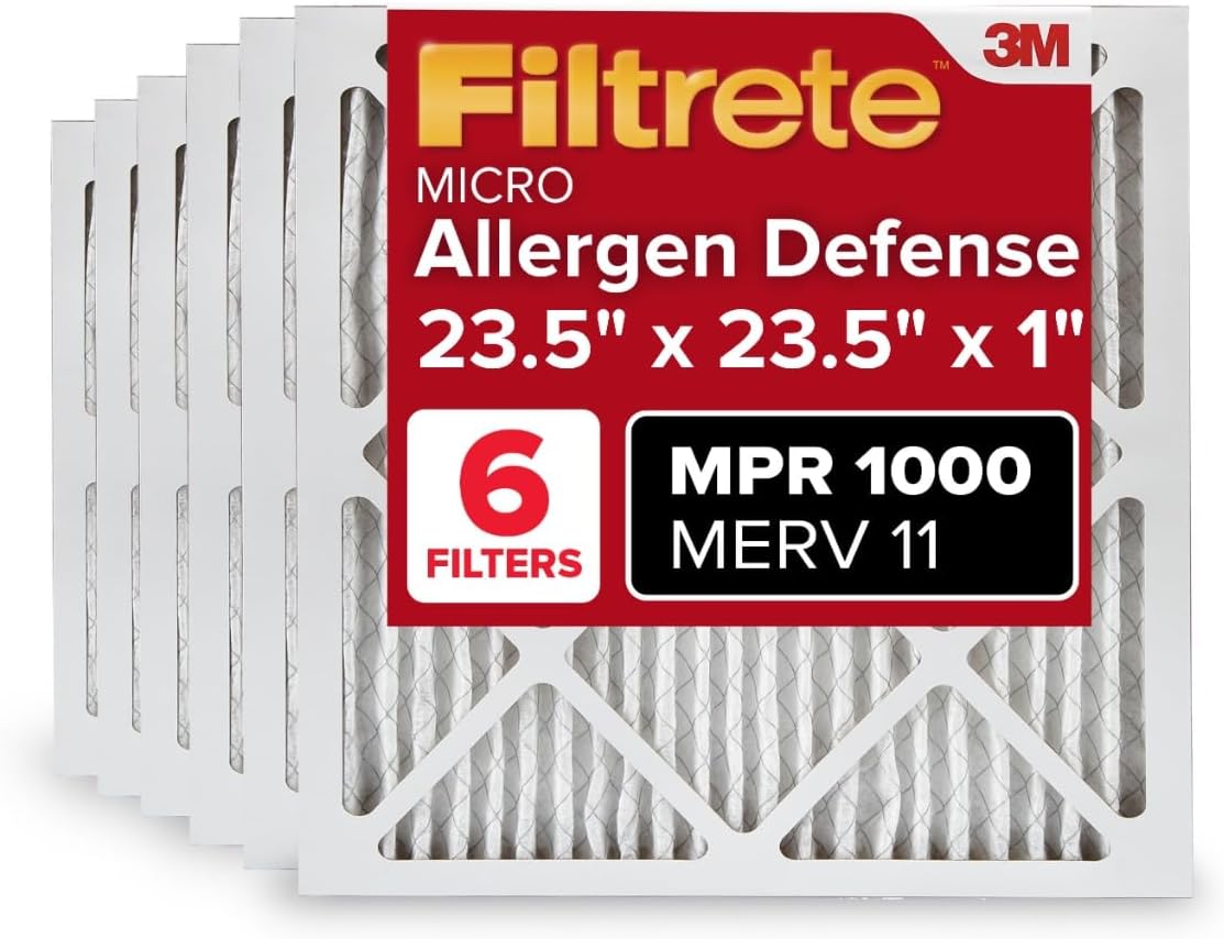 Filtrete 23.5x23.5x1 AC Furnace Air Filter, MERV 11, MPR 1000, Micro Allergen Defense, 3-Month