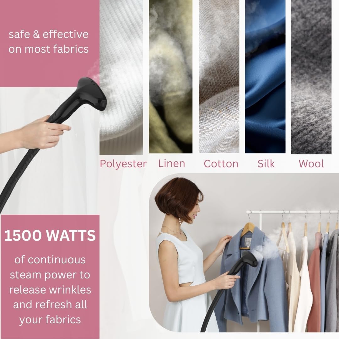SALAV GS18-DJ Standing Garment Steamer with Roll Wheels for Easy Movement, 1.8L Water Tank for 1