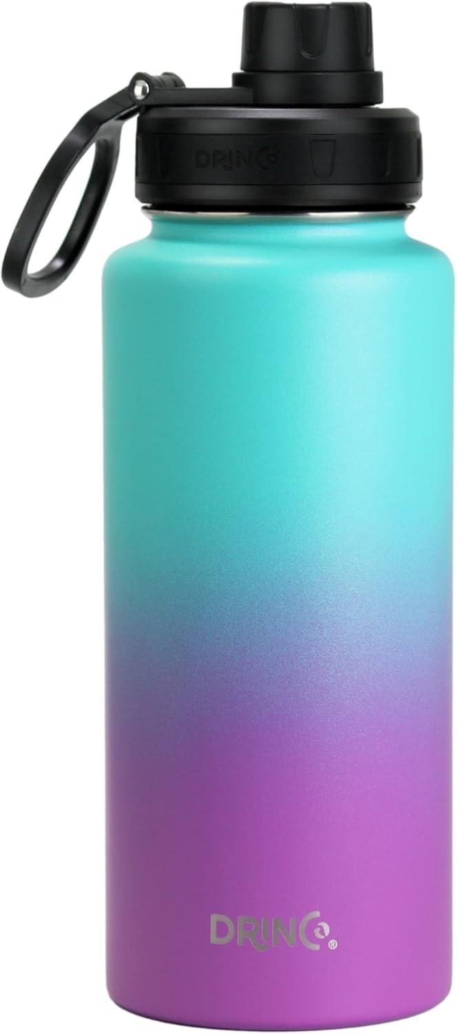 DRINCO Stainless Steel Water Bottle Spout Lid Vacuum Insulated Double Wall Water Bottle Wide Mouth