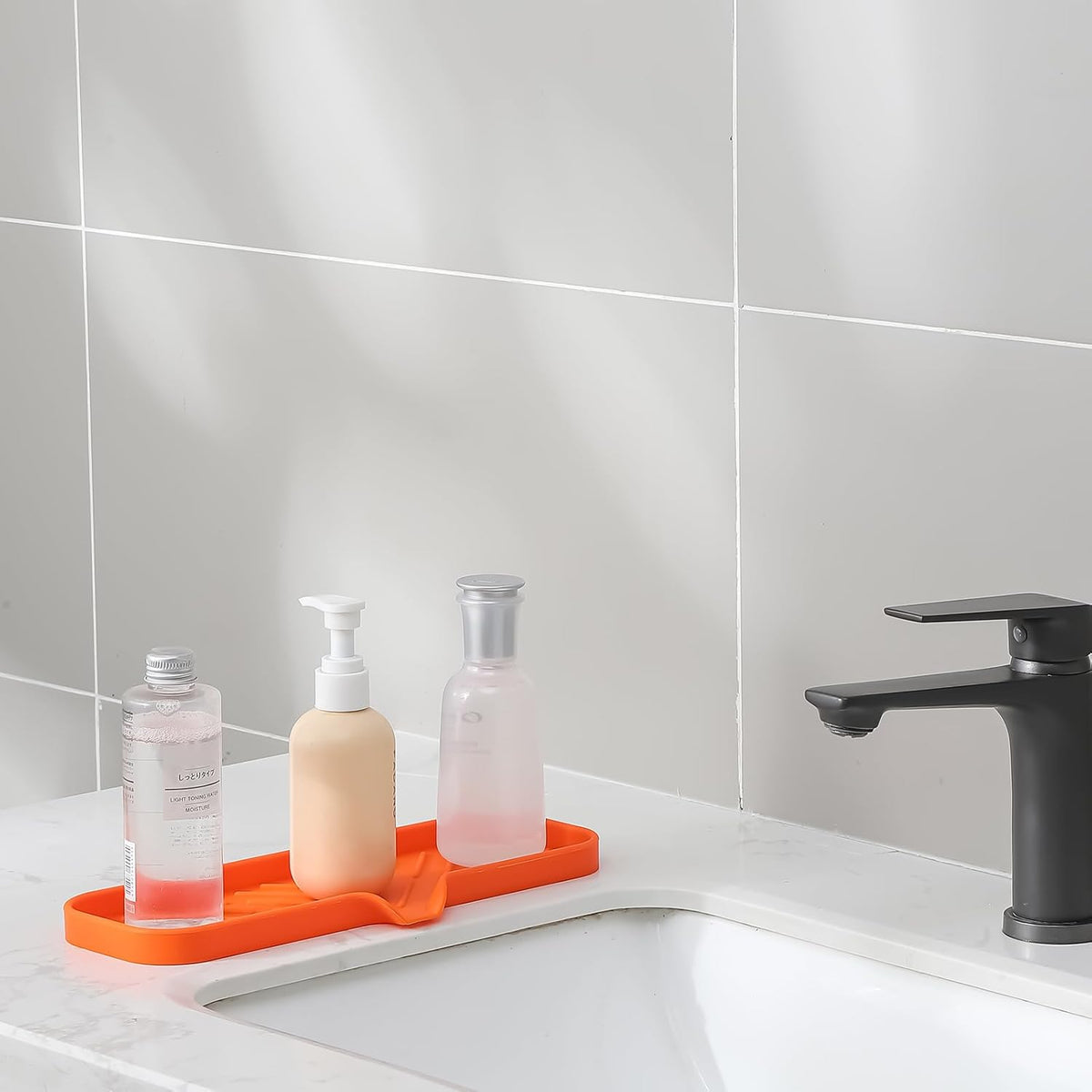 Silicone Bathroom Soap Dishes with Drain Spout-Bathroom and Kitchen Sink Organizer,Sponge