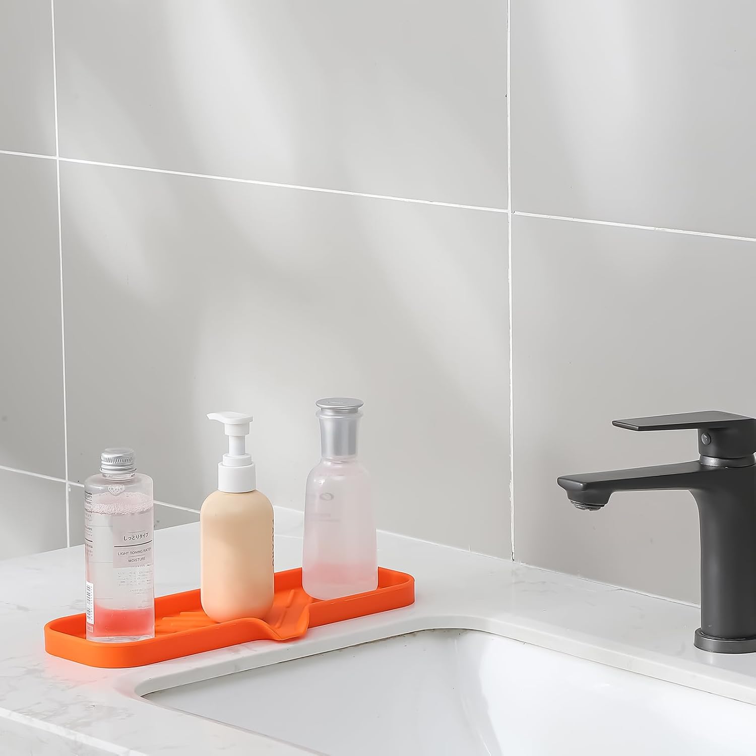 Silicone Bathroom Soap Dishes with Drain Spout-Bathroom and Kitchen Sink Organizer,Sponge