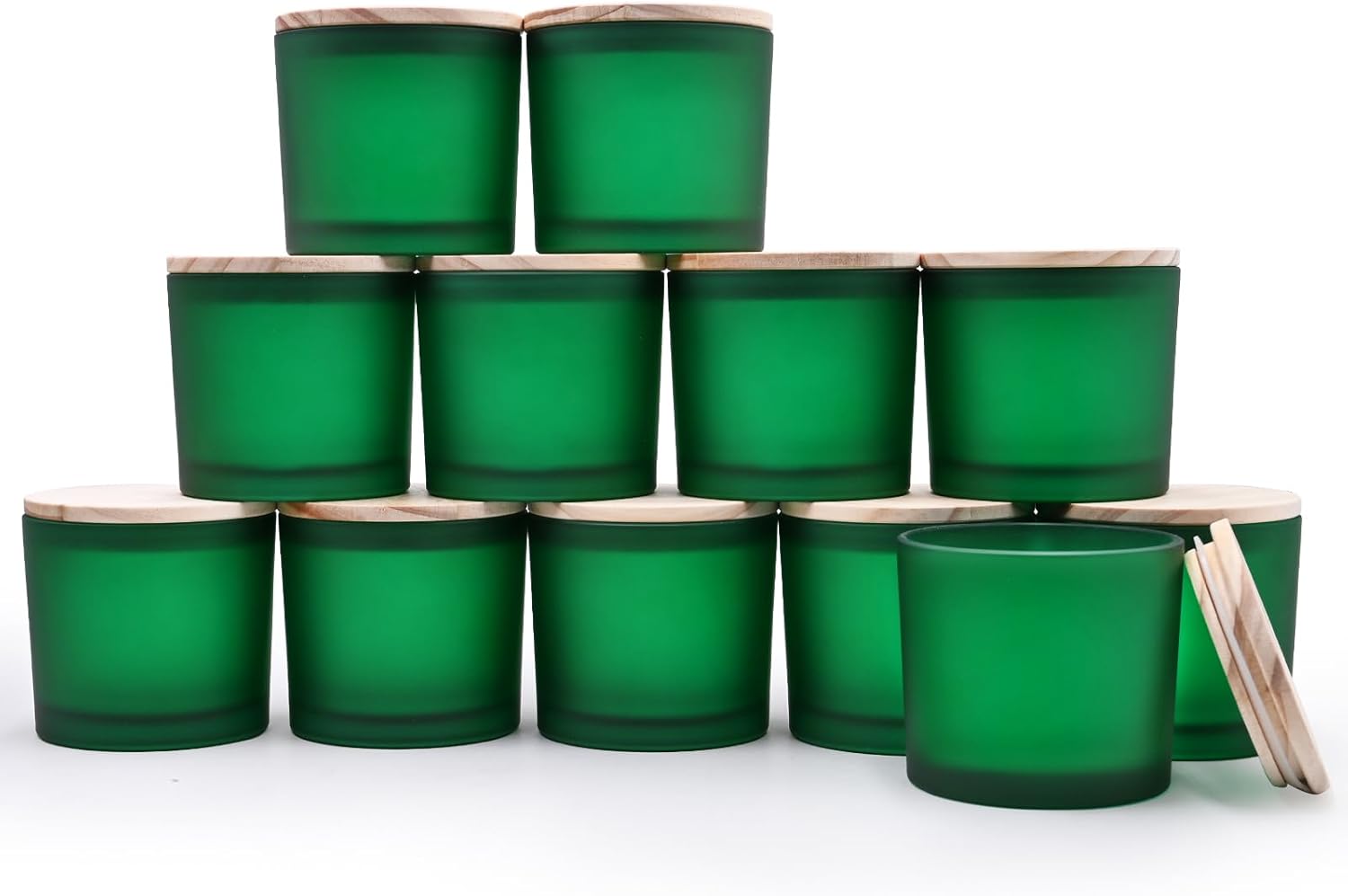 12 OZ Thick Candle Jars for Making Candles 12 Pcs, Empty Jars with Wood Lids for Spice Jars, Sample
