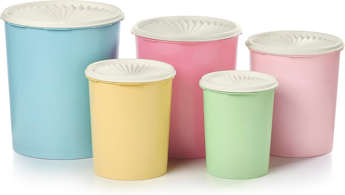 Tupperware Heritage Collection 10 Piece Nested Canister Set in Vintage Colors, Dishwasher Safe and