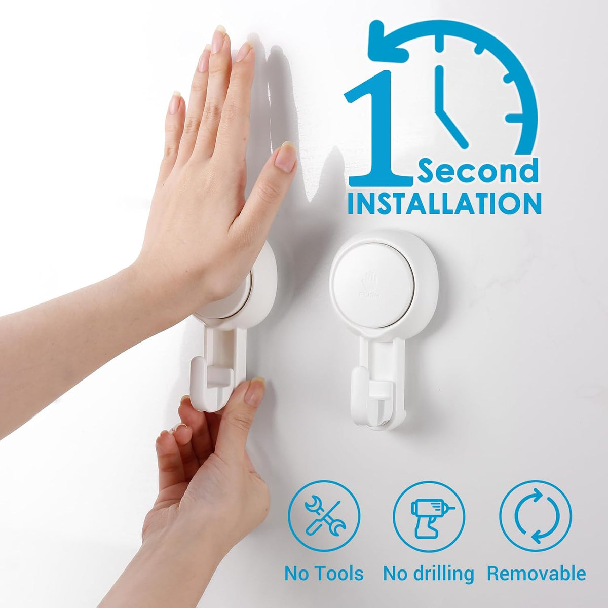 LUXEAR Suction Hooks Powerful Suction Cup Hooks Vacuum Suction Holder Heavy Duty Shower Suction